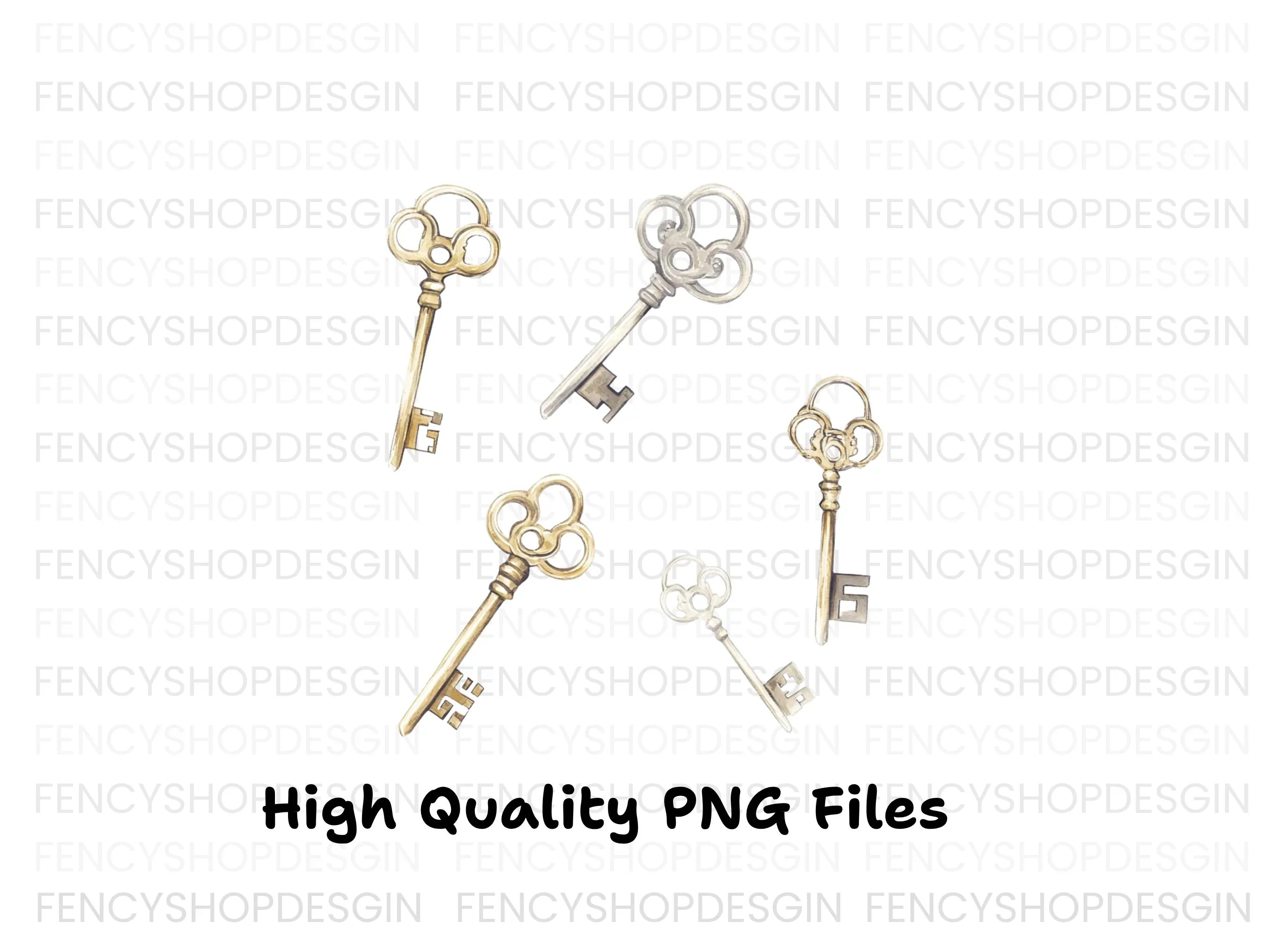 Vintage Keys Clipart Bundle - Image 3