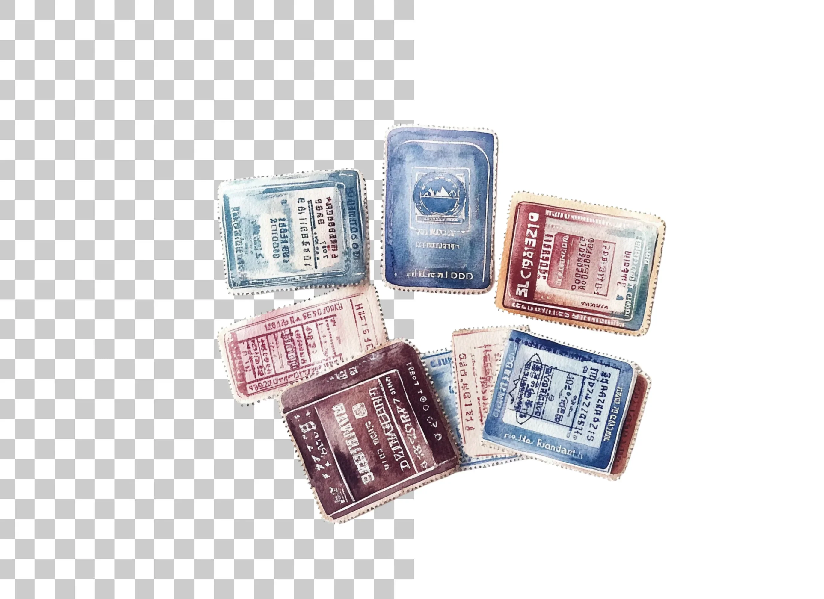 Vintage Passport Stamps Clipart Bundle - Image 2