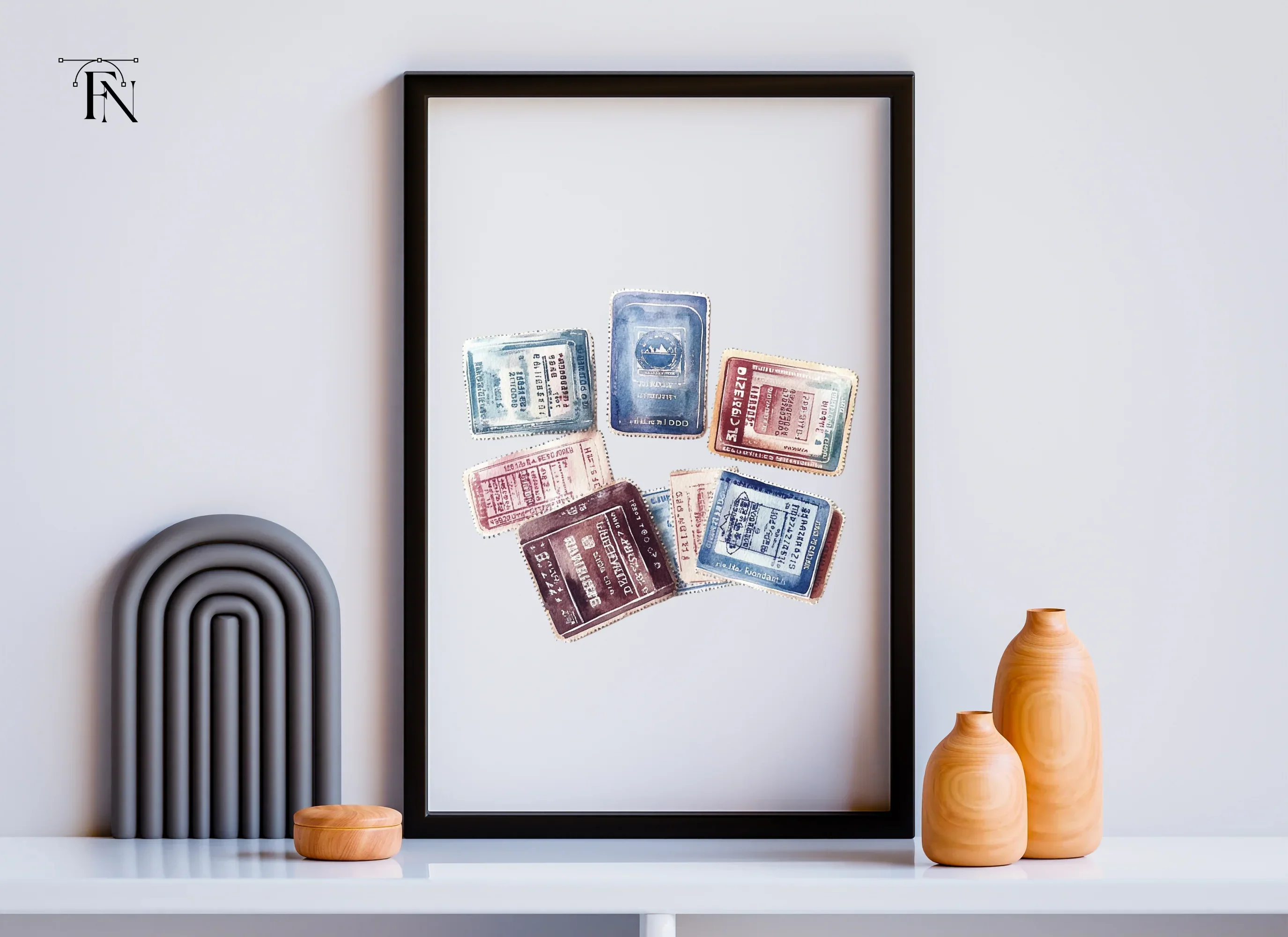 Vintage Passport Stamps Clipart Bundle - Image 5