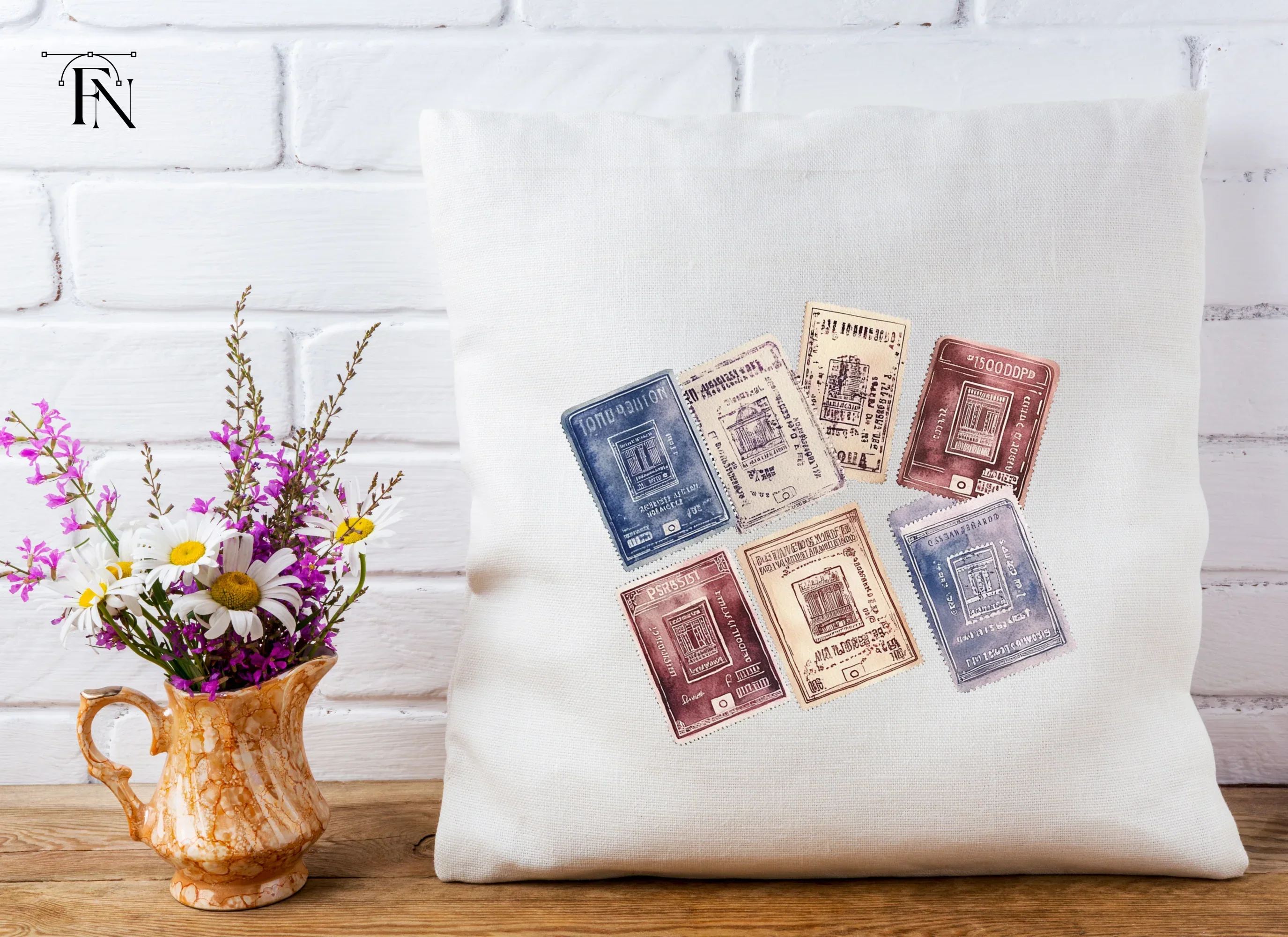 Vintage Passport Stamps Clipart Bundle - Image 6