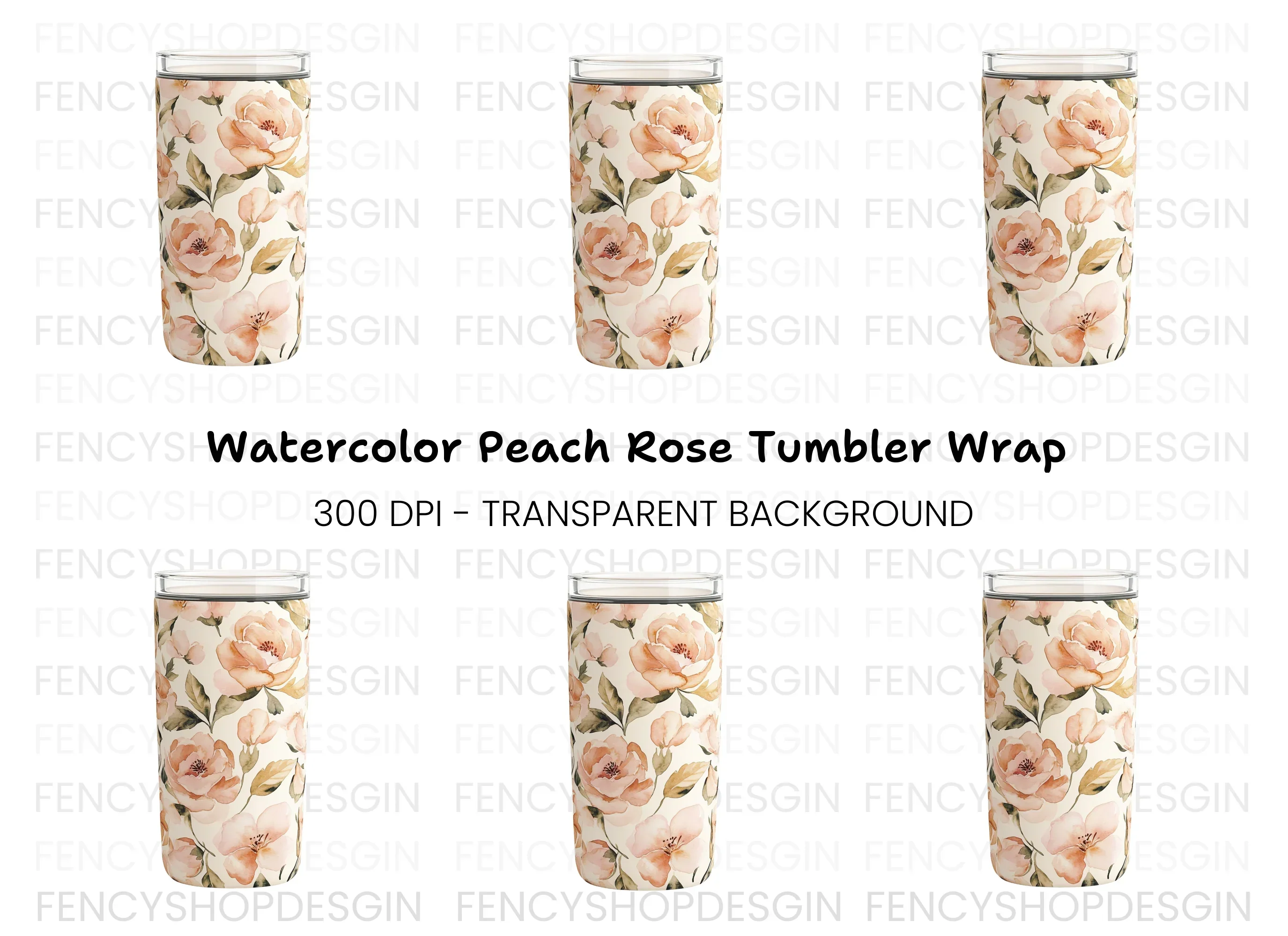 Vintage Peach Floral Tumbler Clipart Bundle