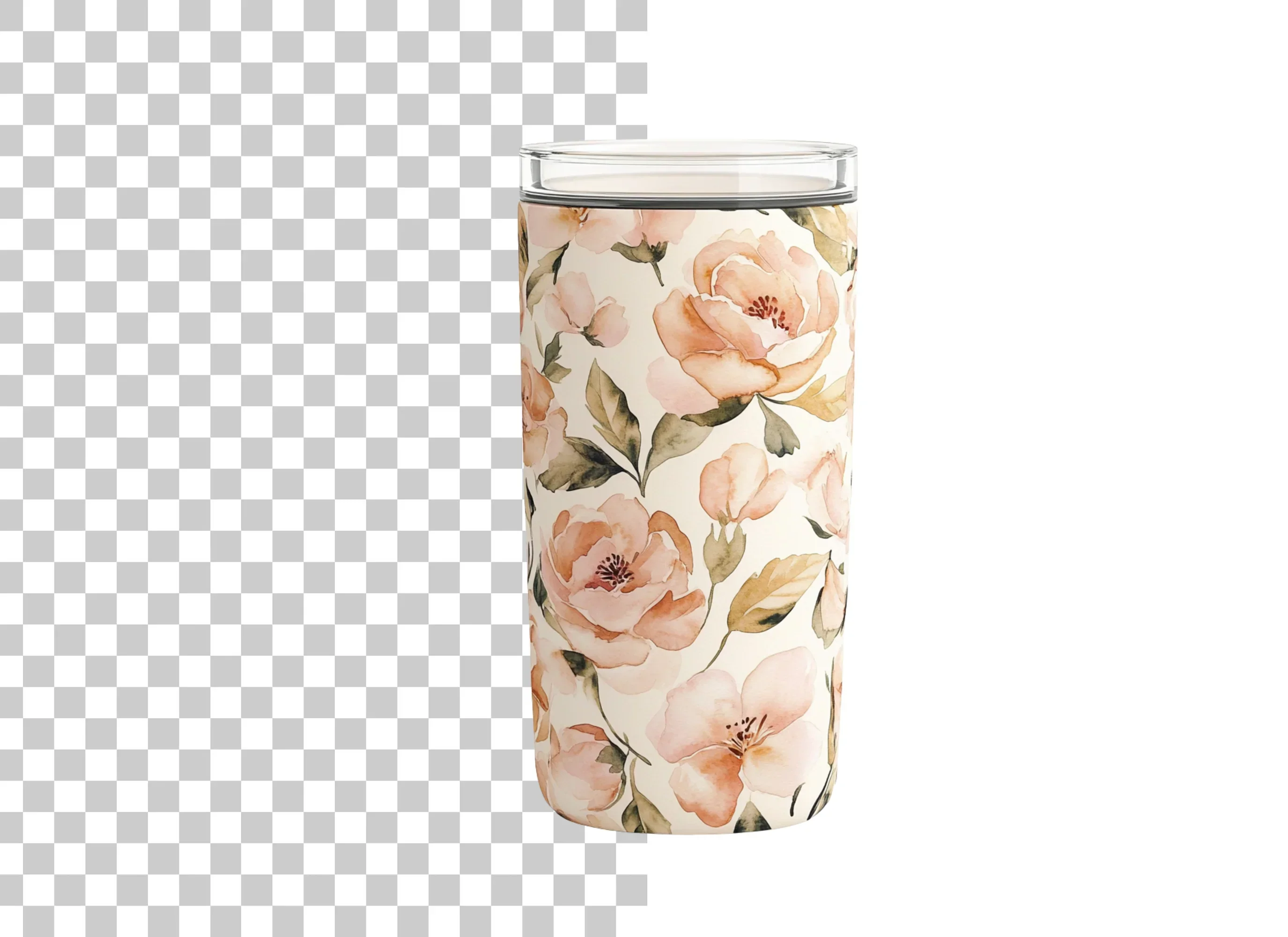 Vintage Peach Floral Tumbler Clipart Bundle - Image 2