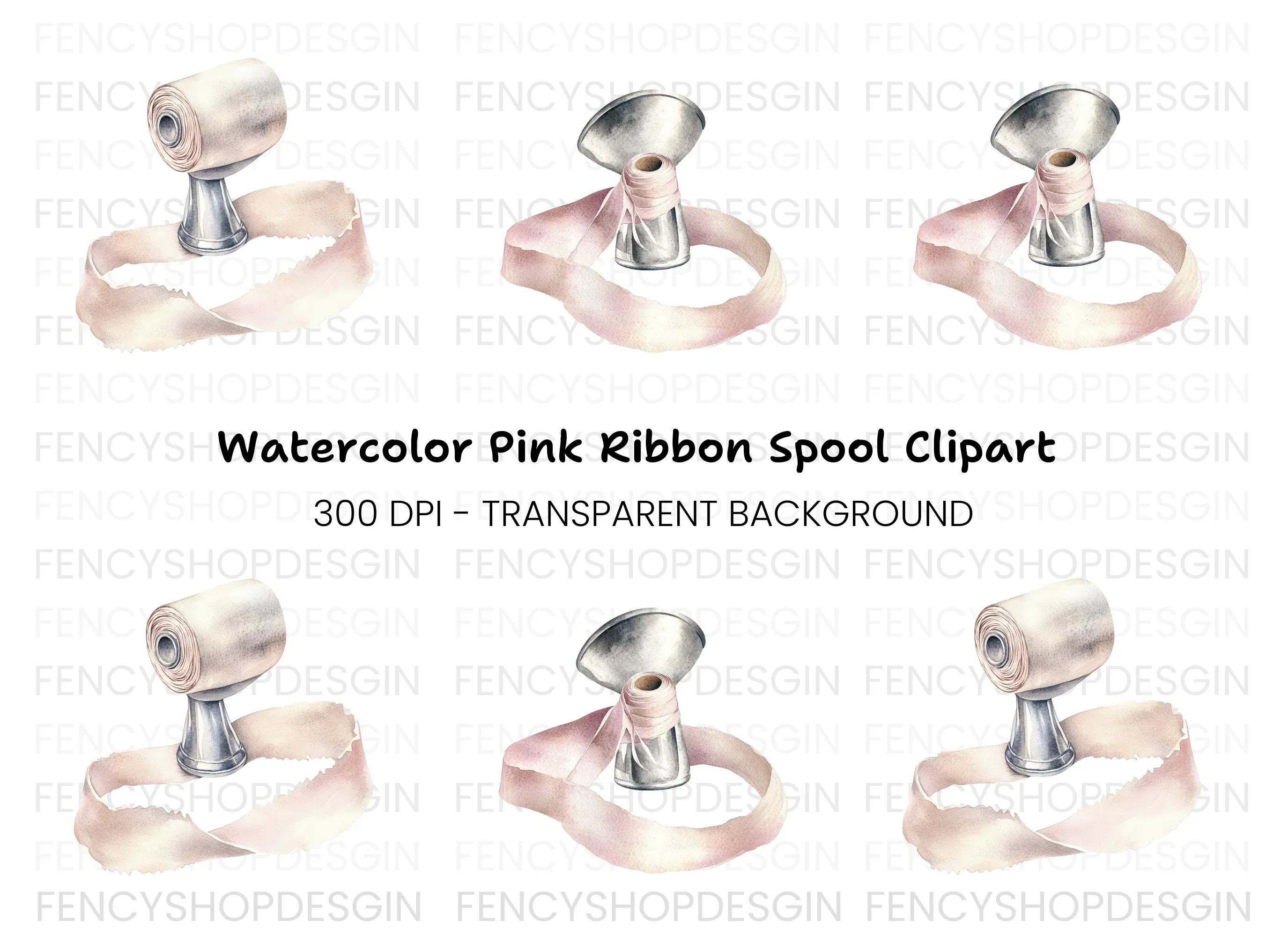 Vintage Ribbon Spool Clipart Bundle