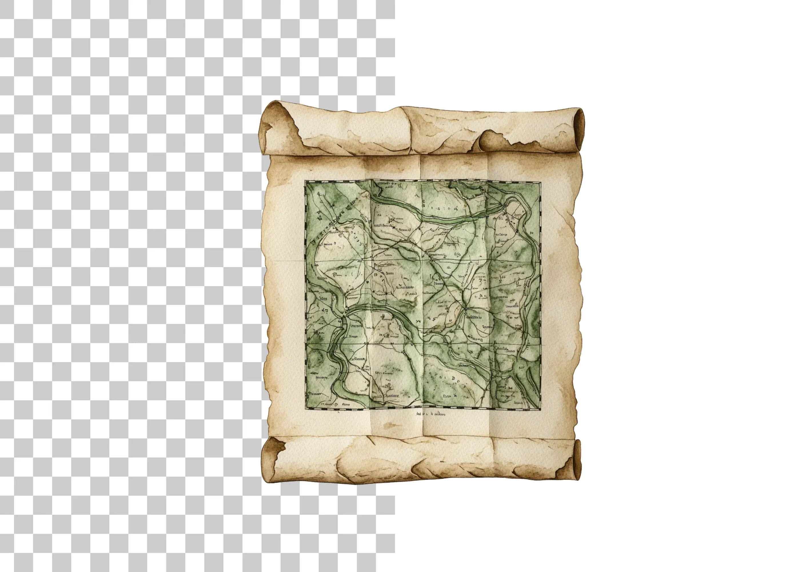Vintage Rolled Map Clipart Bundle - Image 3