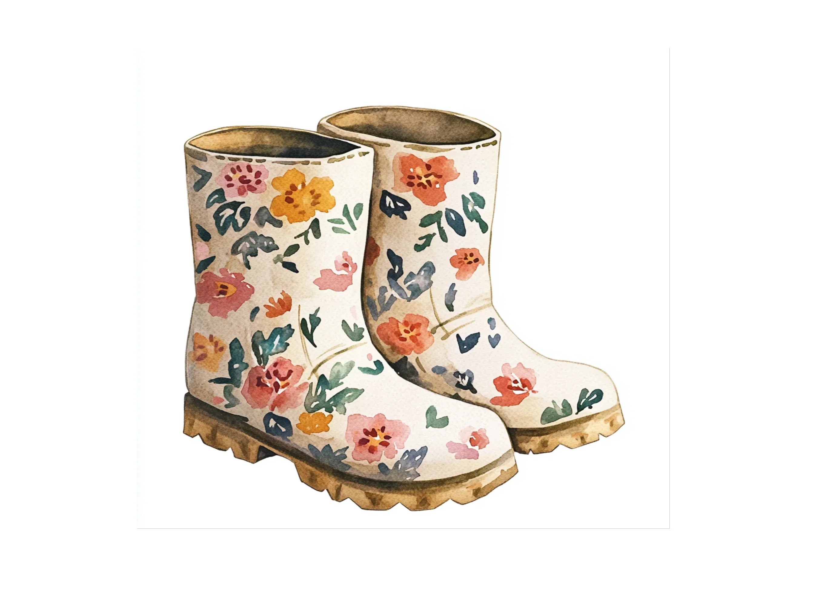 Vintage Rose Patterned Boots Clipart Bundle - Image 2