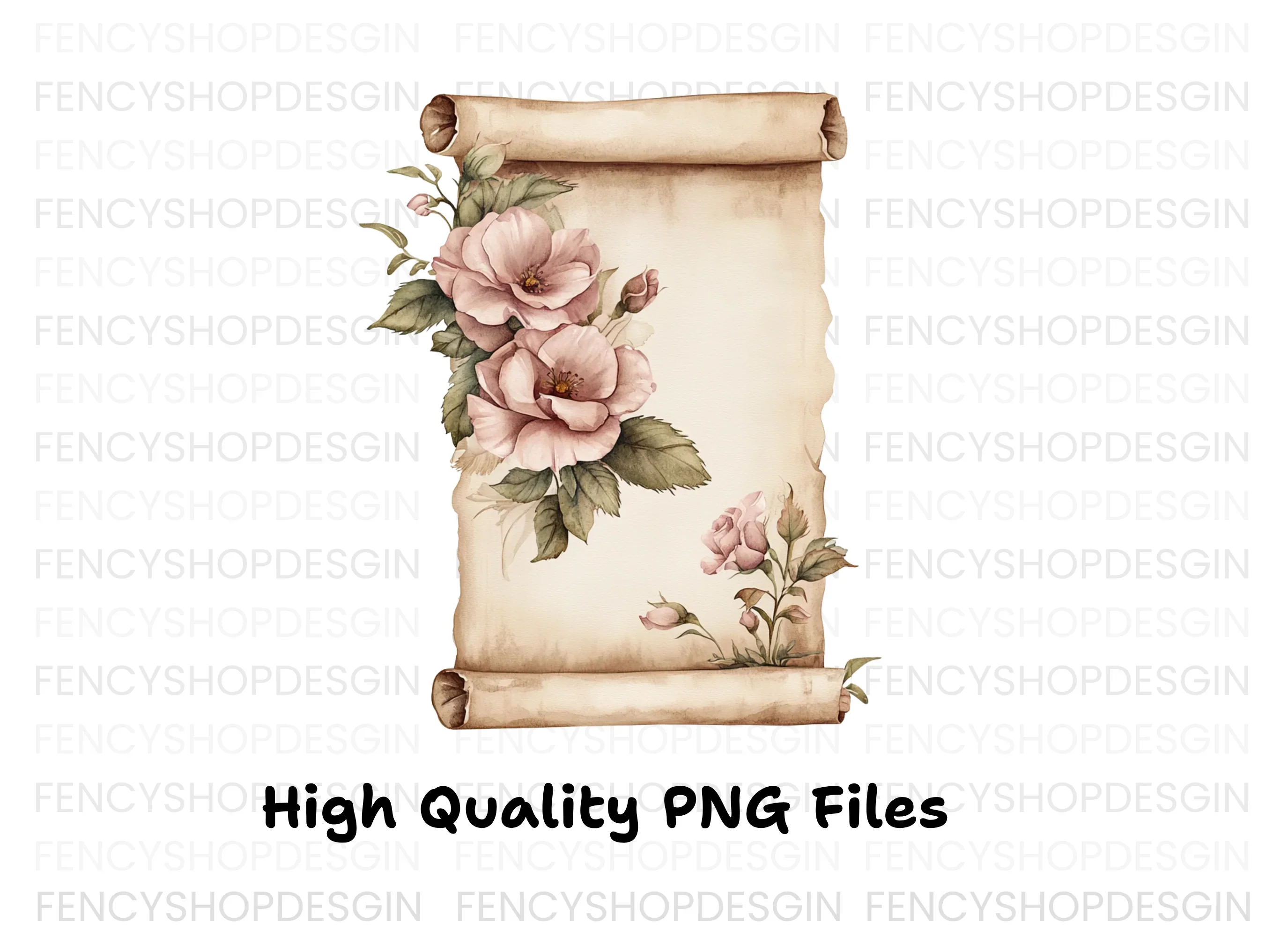 Vintage Rose Scroll Clipart Bundle - Image 3