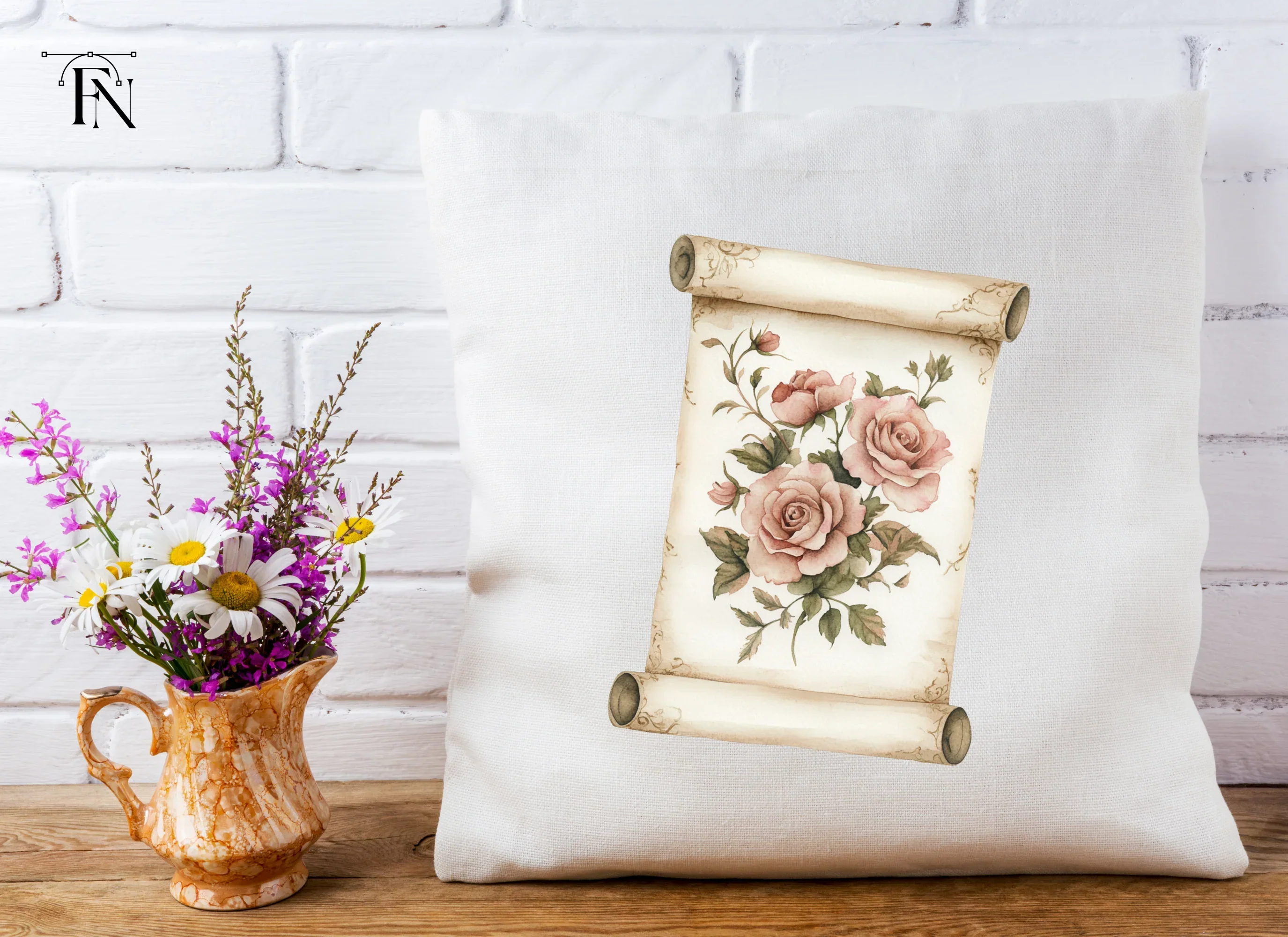 Vintage Rose Scroll Clipart Bundle - Image 5