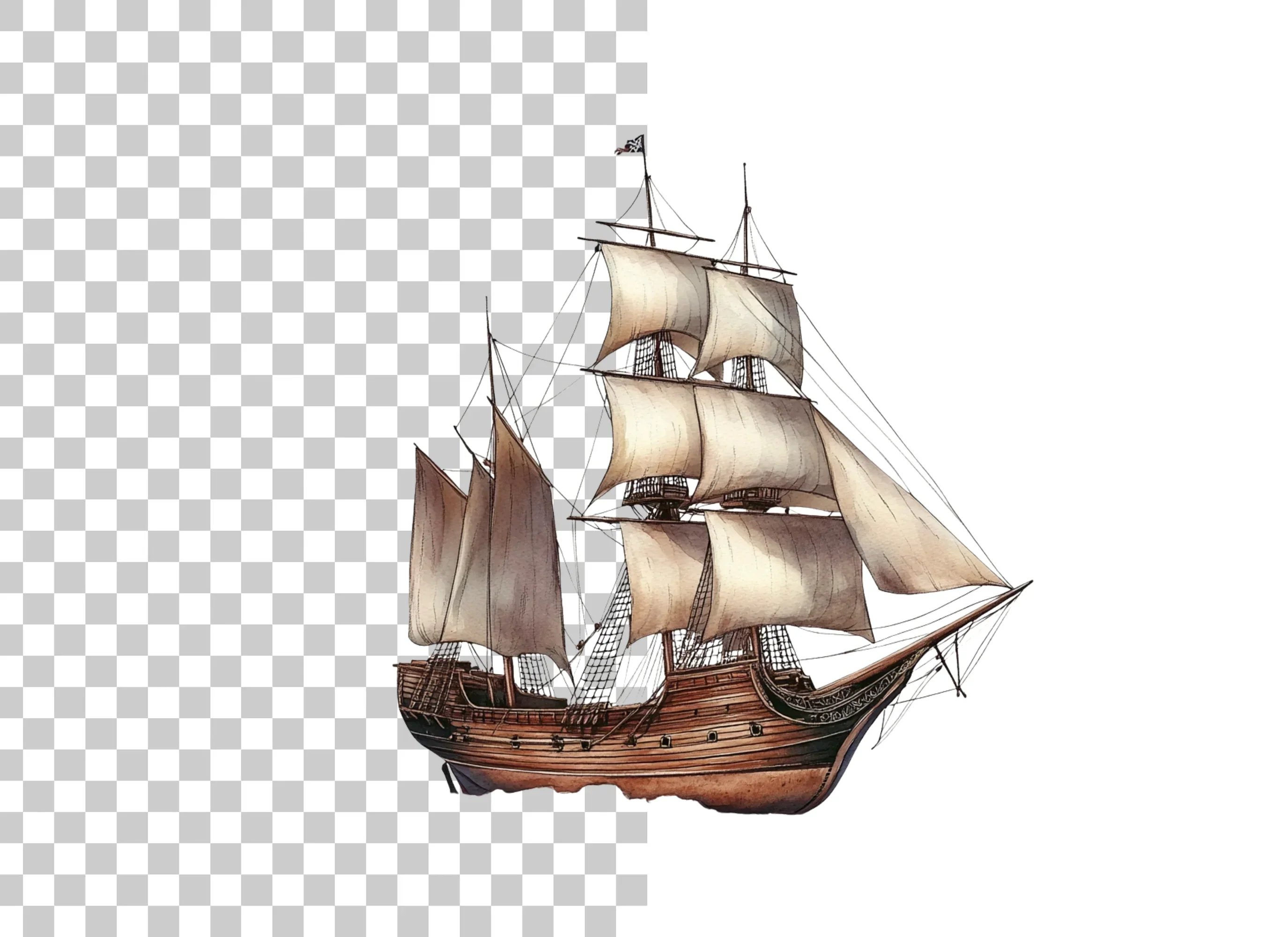 Vintage Sailing Ships Clipart Bundle - Image 2