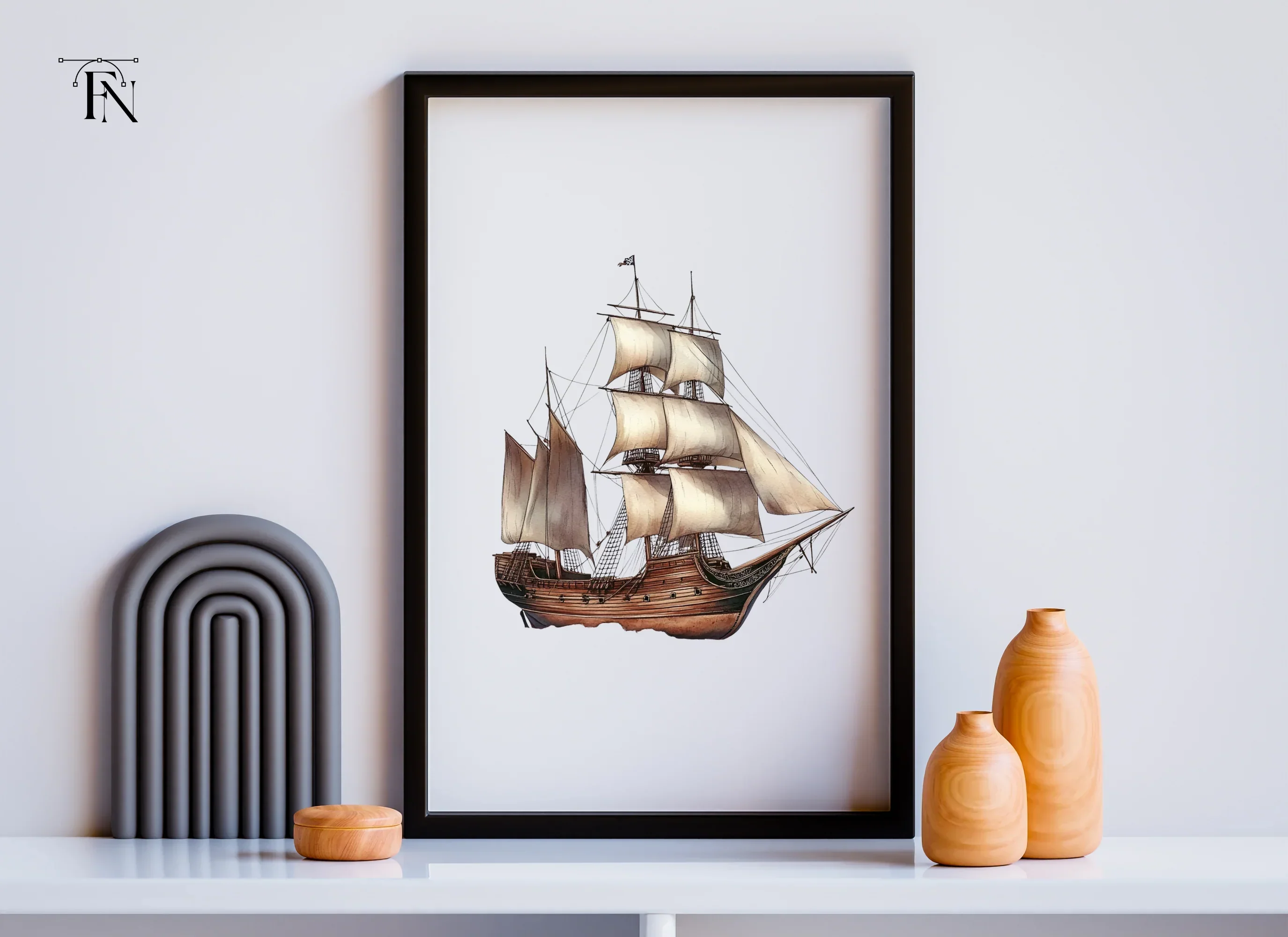 Vintage Sailing Ships Clipart Bundle - Image 6