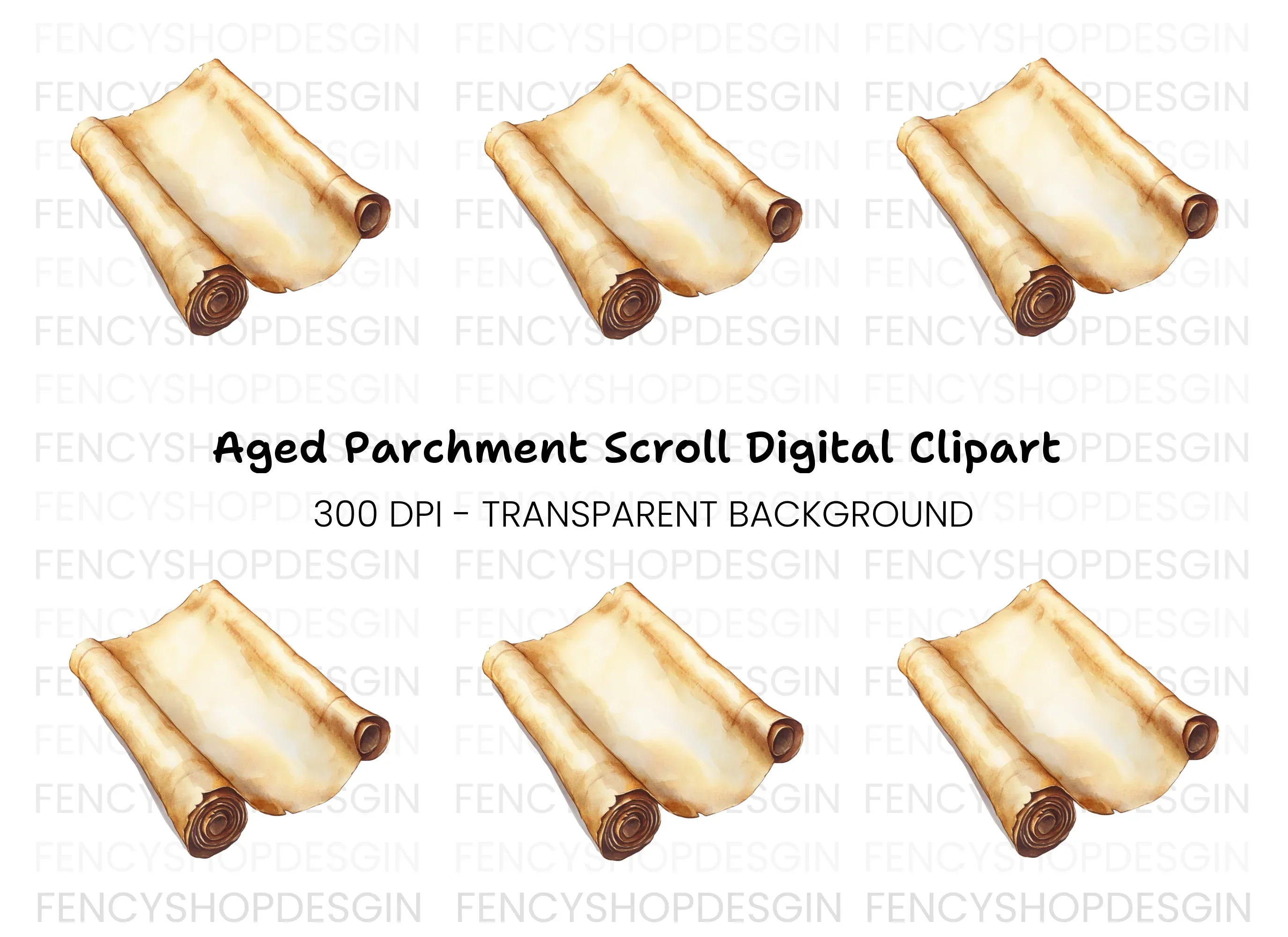 Vintage Scroll Illustration Clipart Bundle
