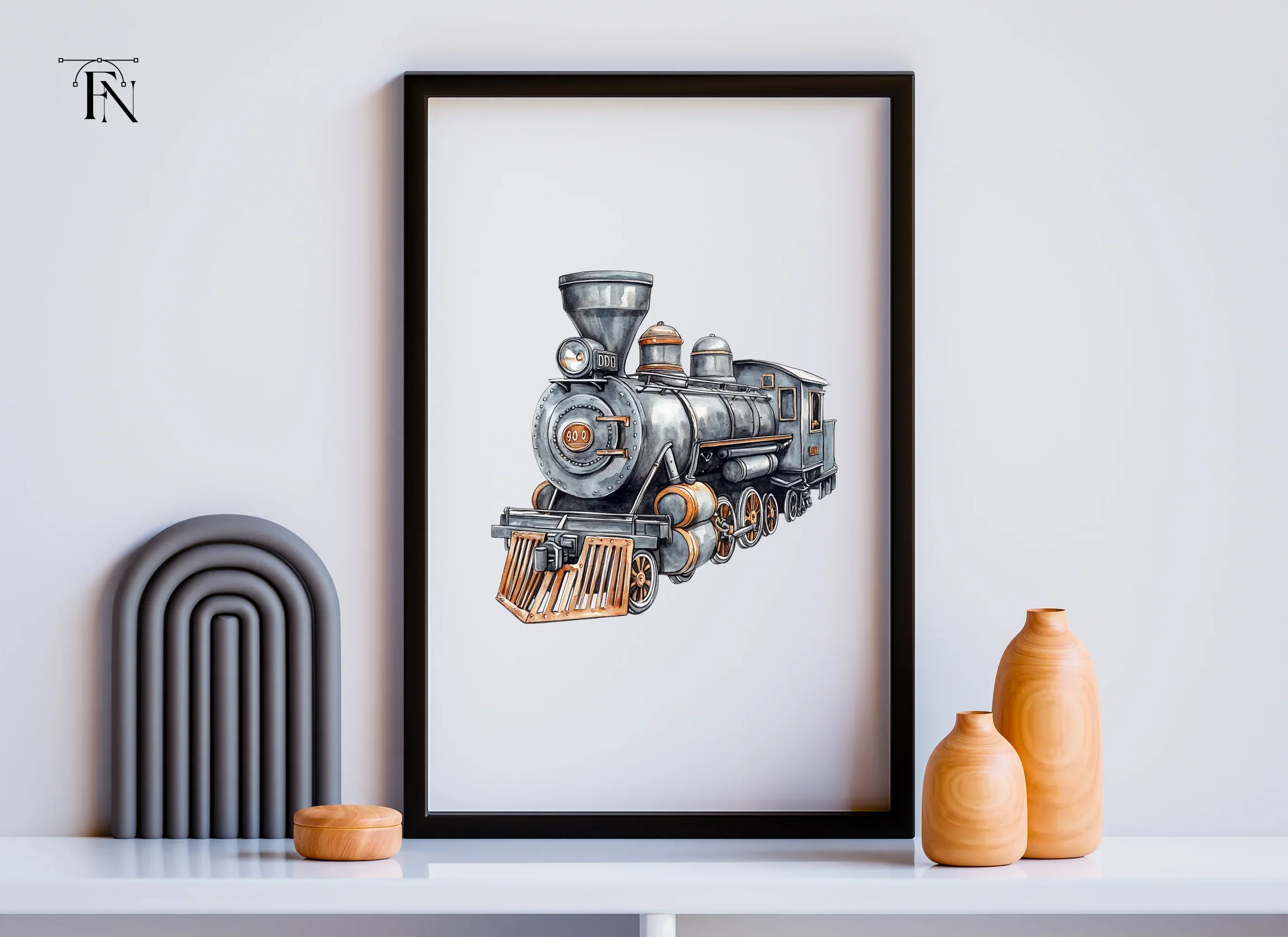 Vintage Steam Train Engine Clipart Bundle - Image 6