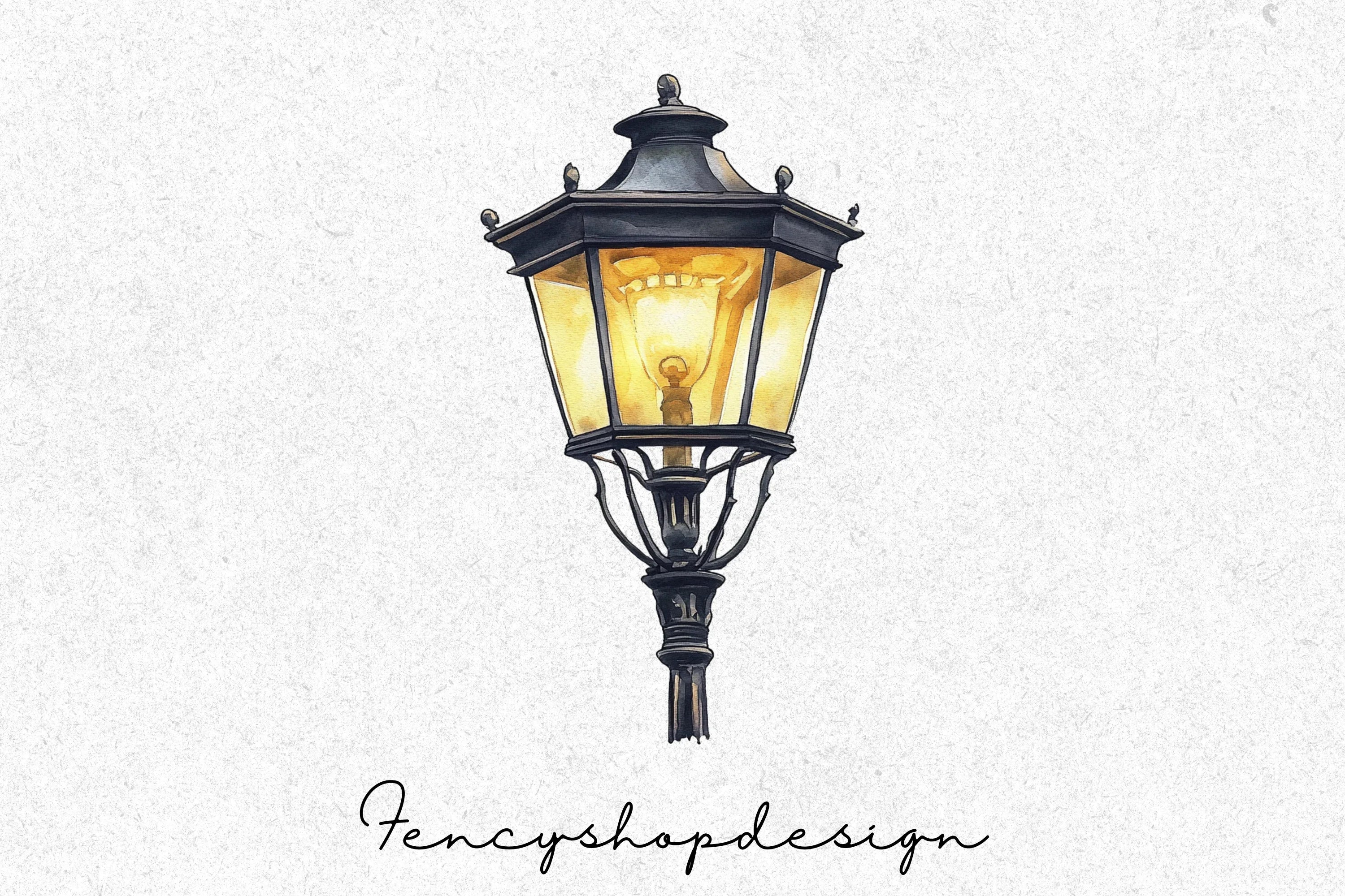 Vintage Street Lamp Clipart Bundle - Image 6