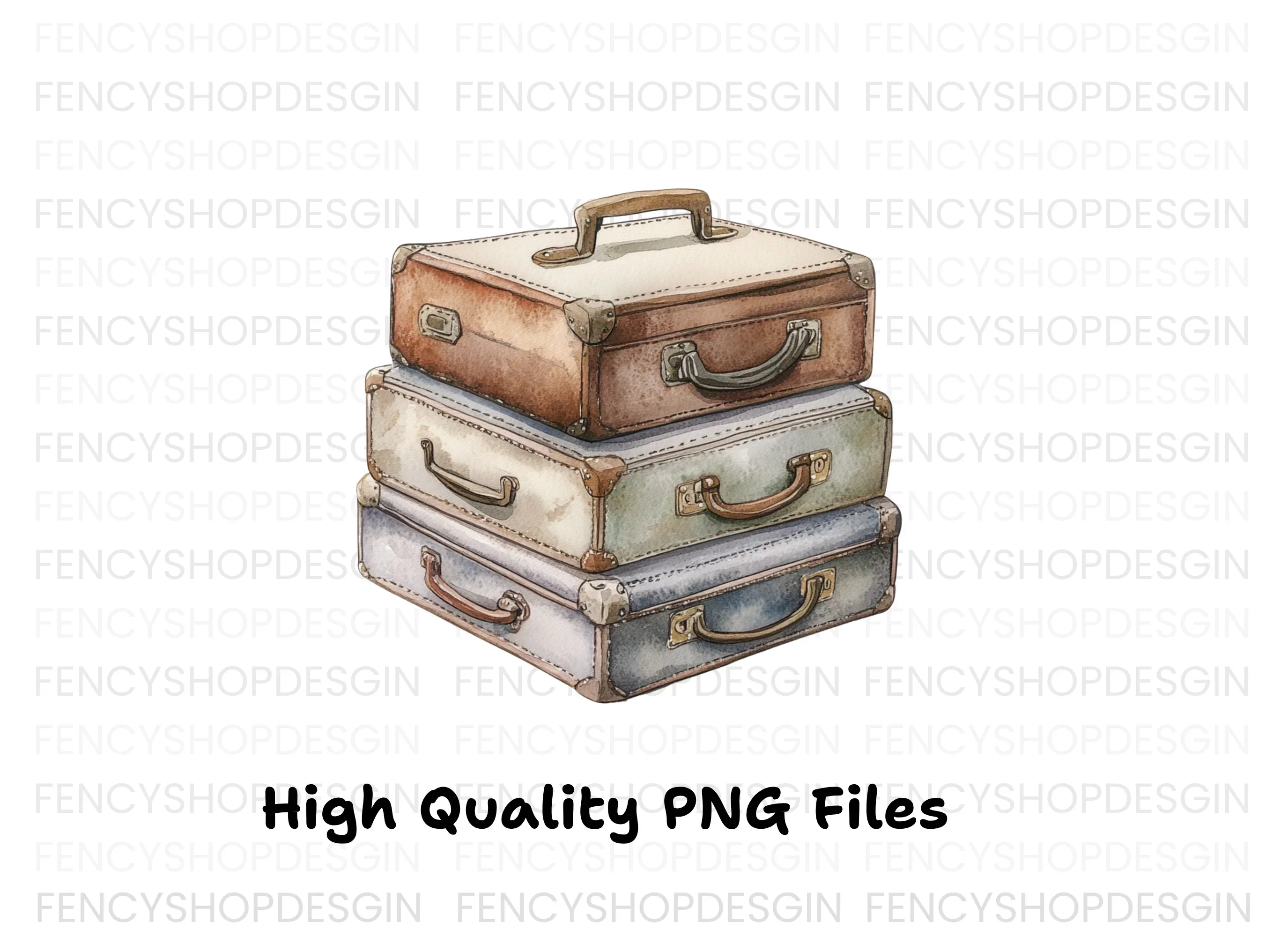 Vintage Suitcase Stack Clipart Bundle - Image 3