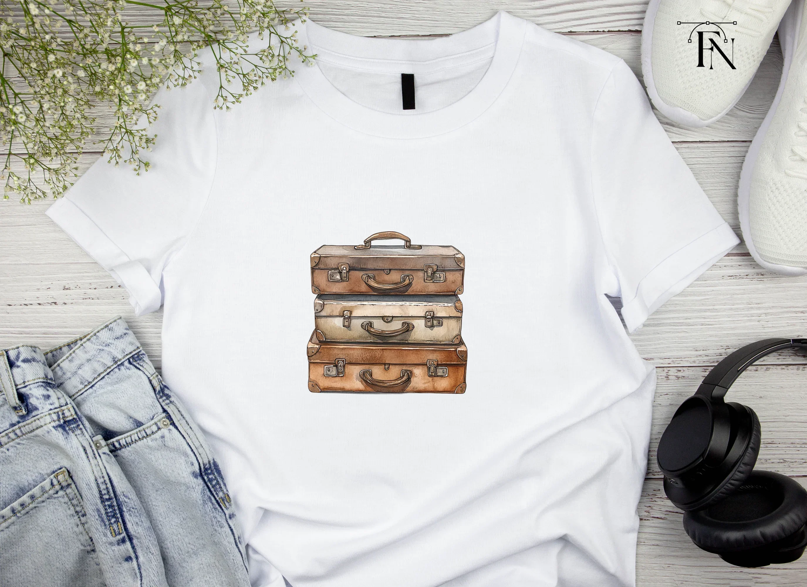 Vintage Suitcase Stack Clipart Bundle - Image 4