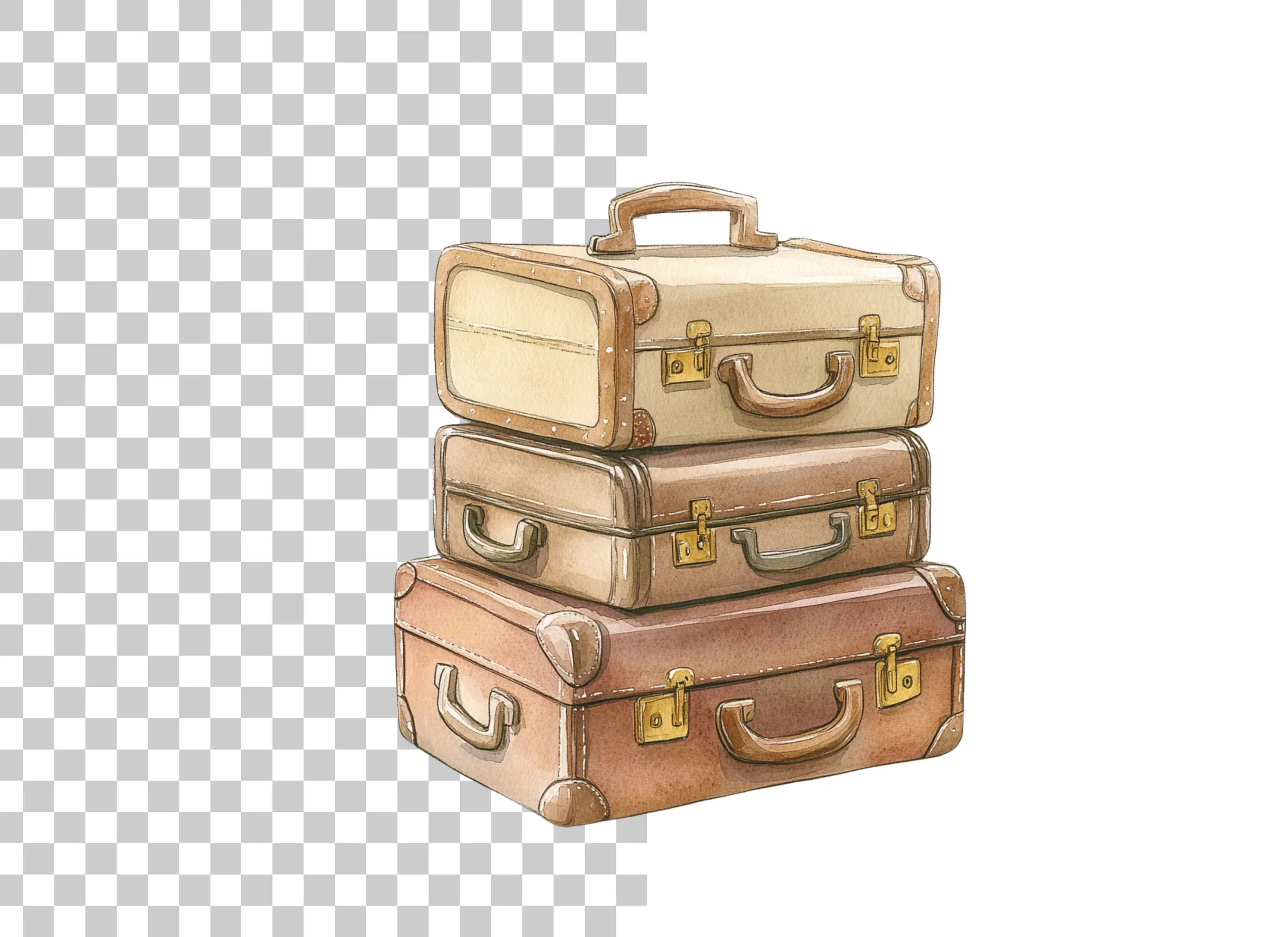 Vintage Suitcase Stack Clipart Bundle - Image 2