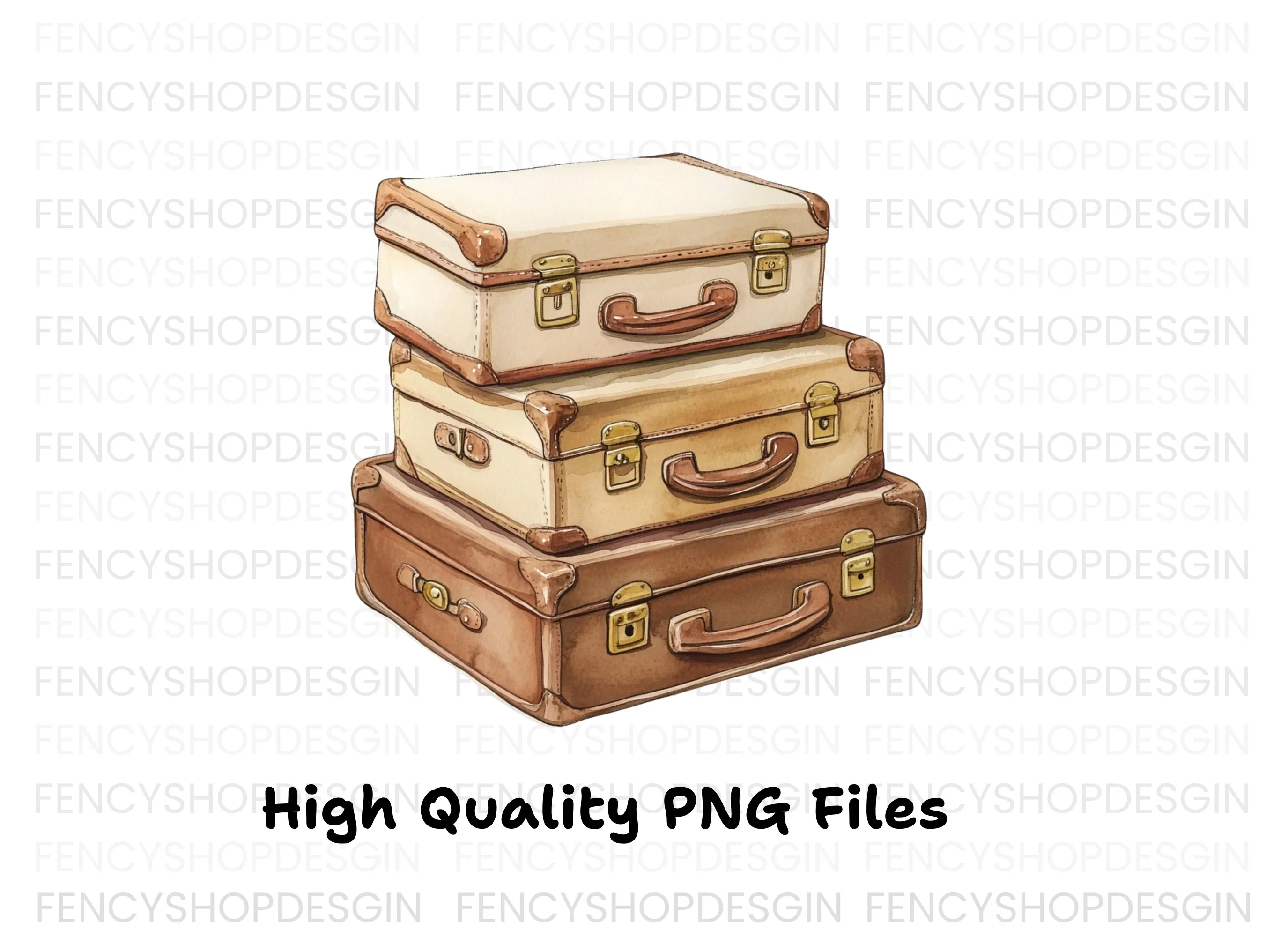 Vintage Suitcase Stack Clipart Bundle - Image 3
