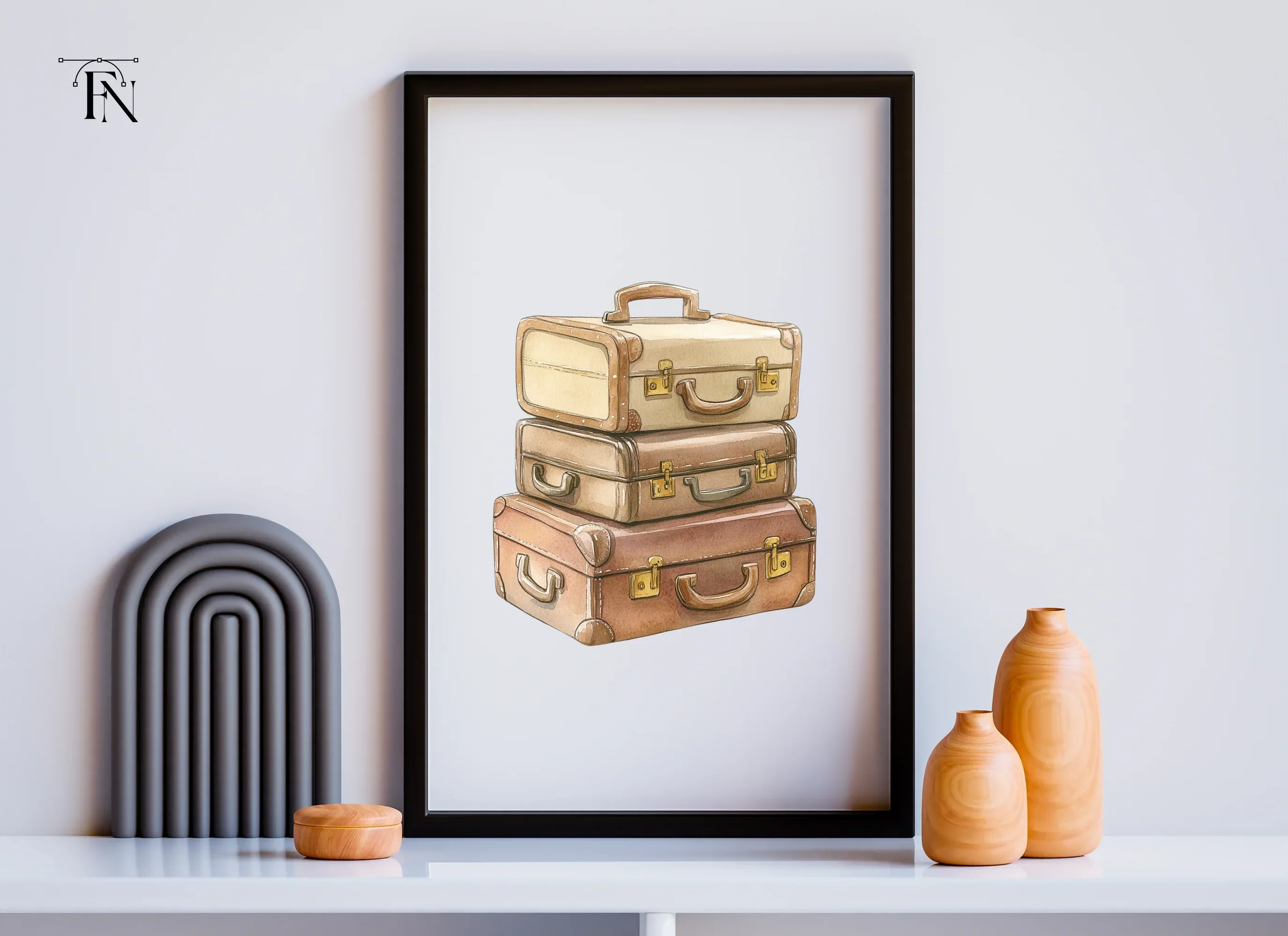 Vintage Suitcase Stack Clipart Bundle - Image 6