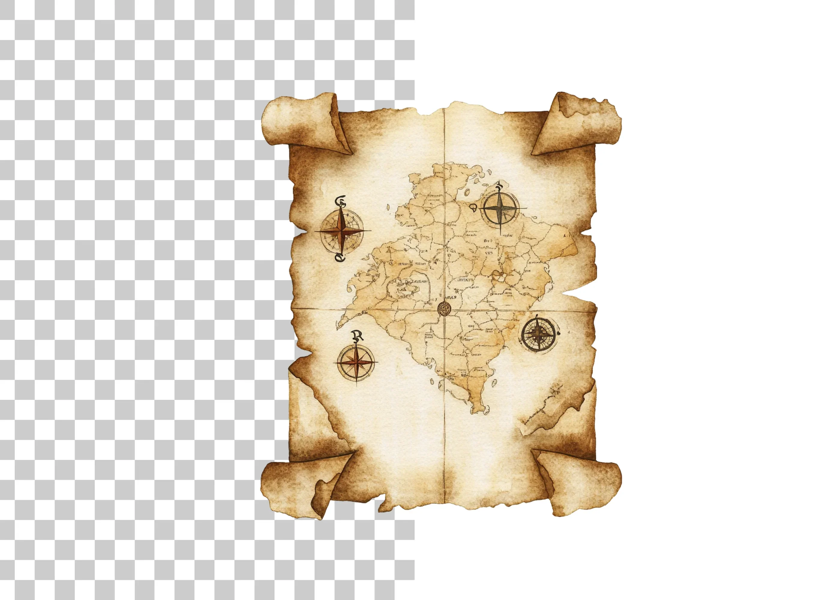 Vintage Treasure Map Clipart Bundle - Image 3