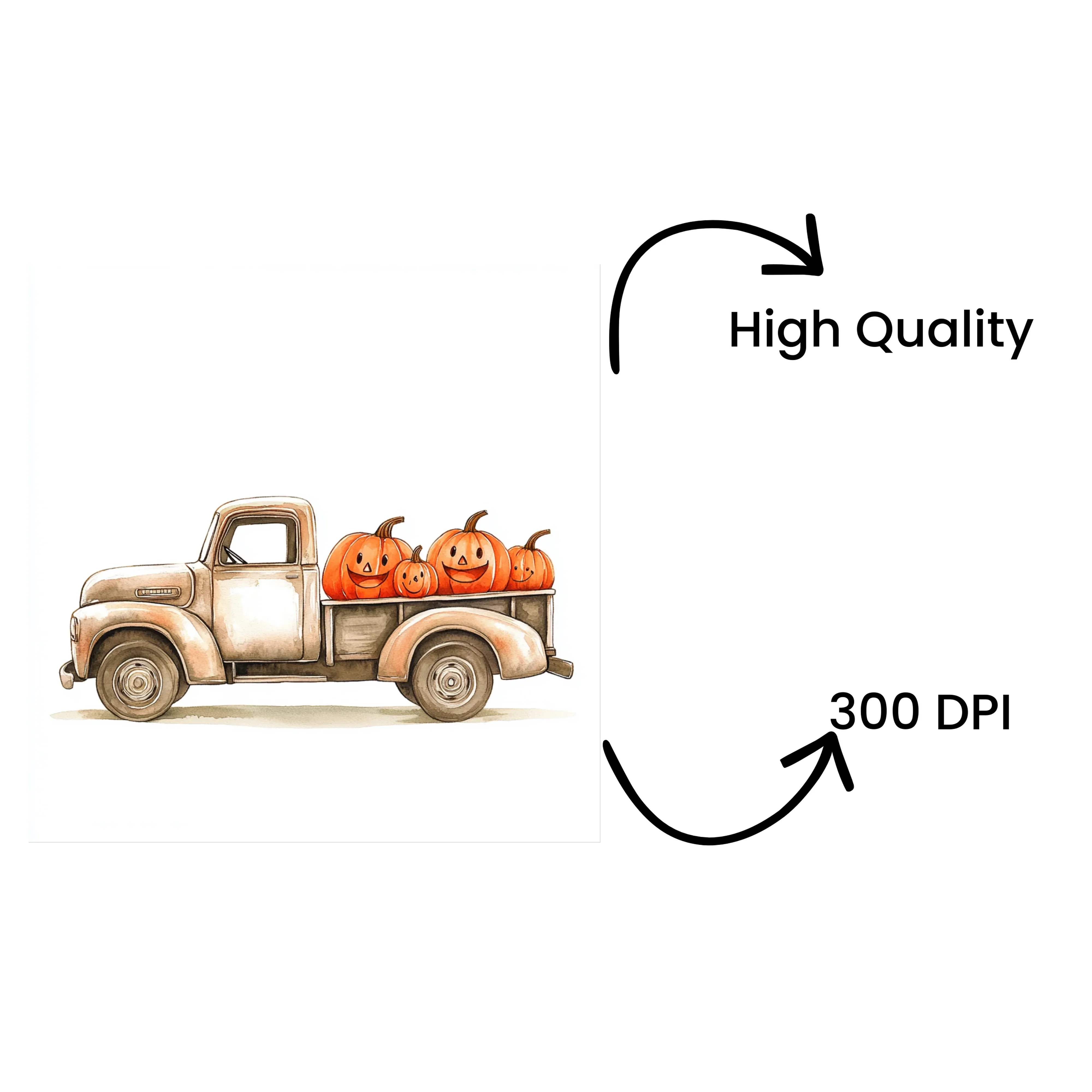 Vintage Truck with Happy Pumpkins Clipart Bundle - Image 4