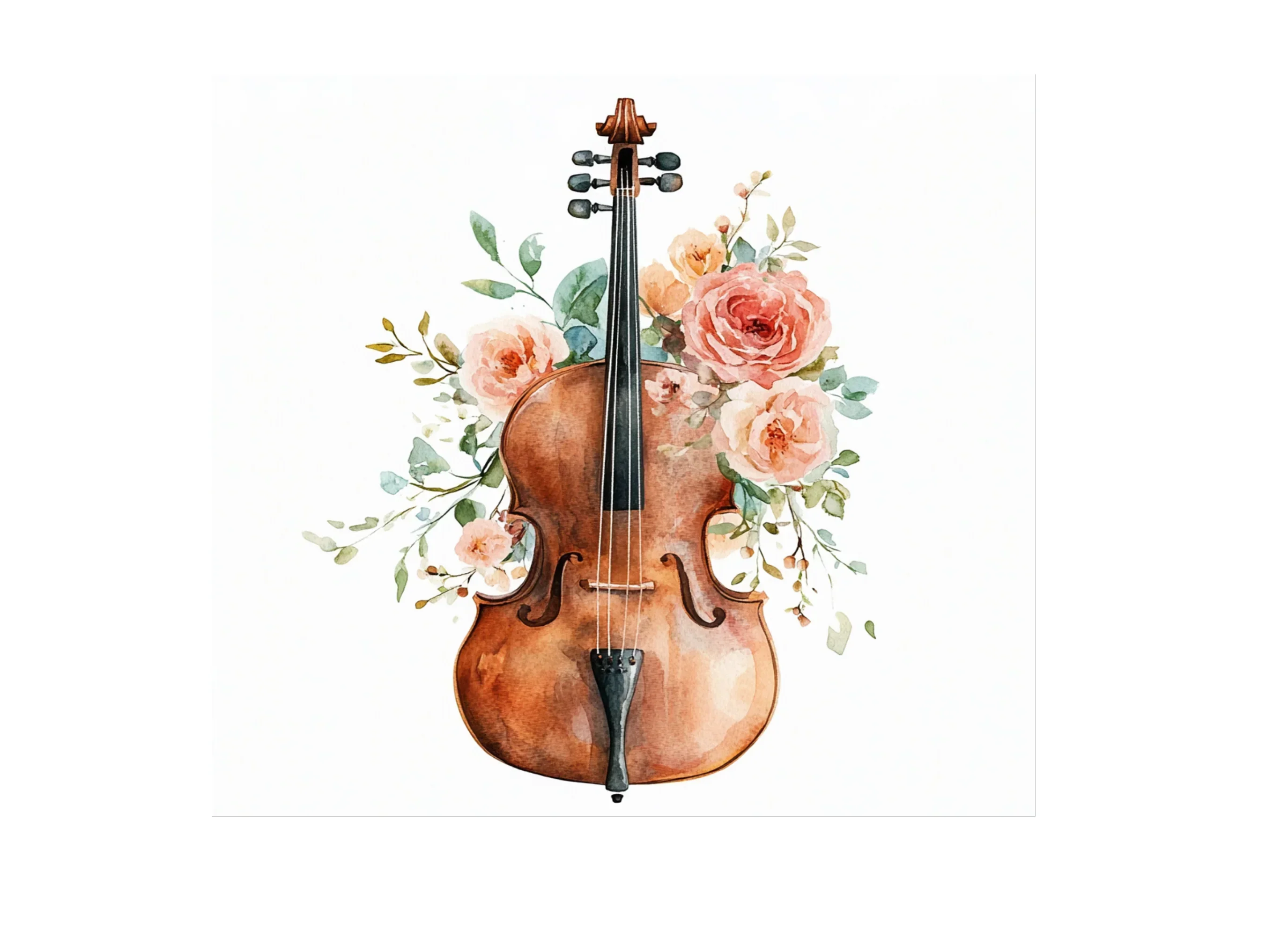 Violin Floral Clipart Bundle - Image 3