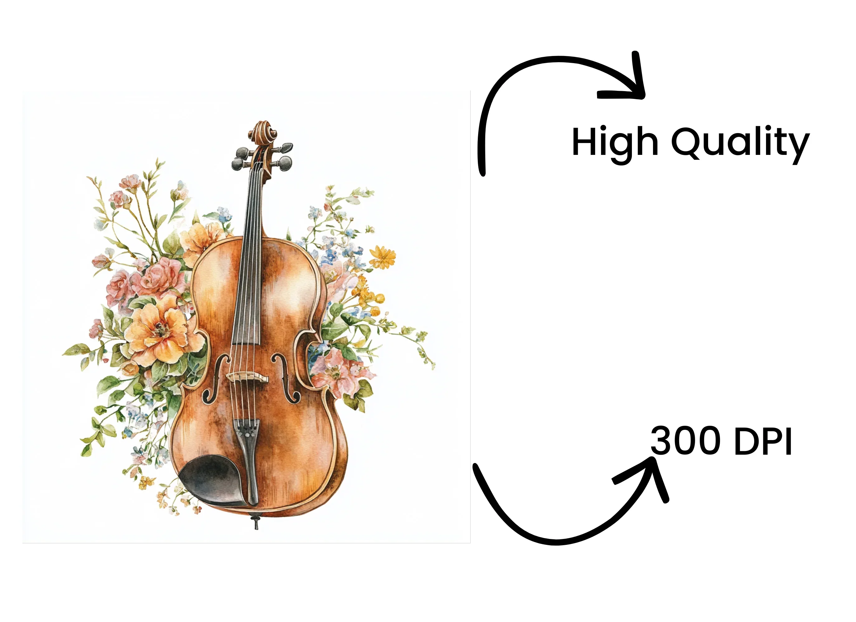 Violin Floral Clipart Bundle - Image 4