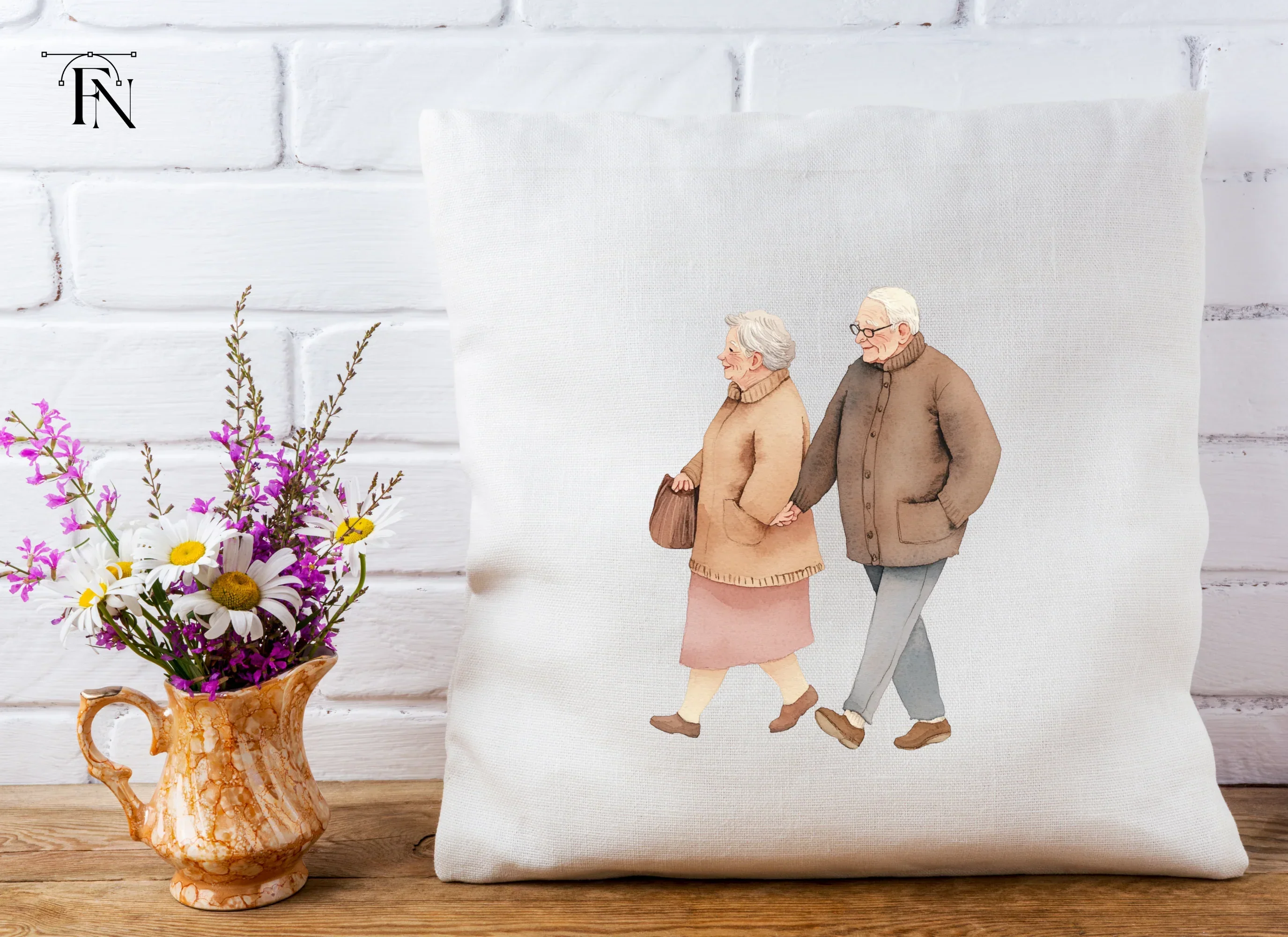 Walking Elderly Couple Clipart Bundle - Image 5