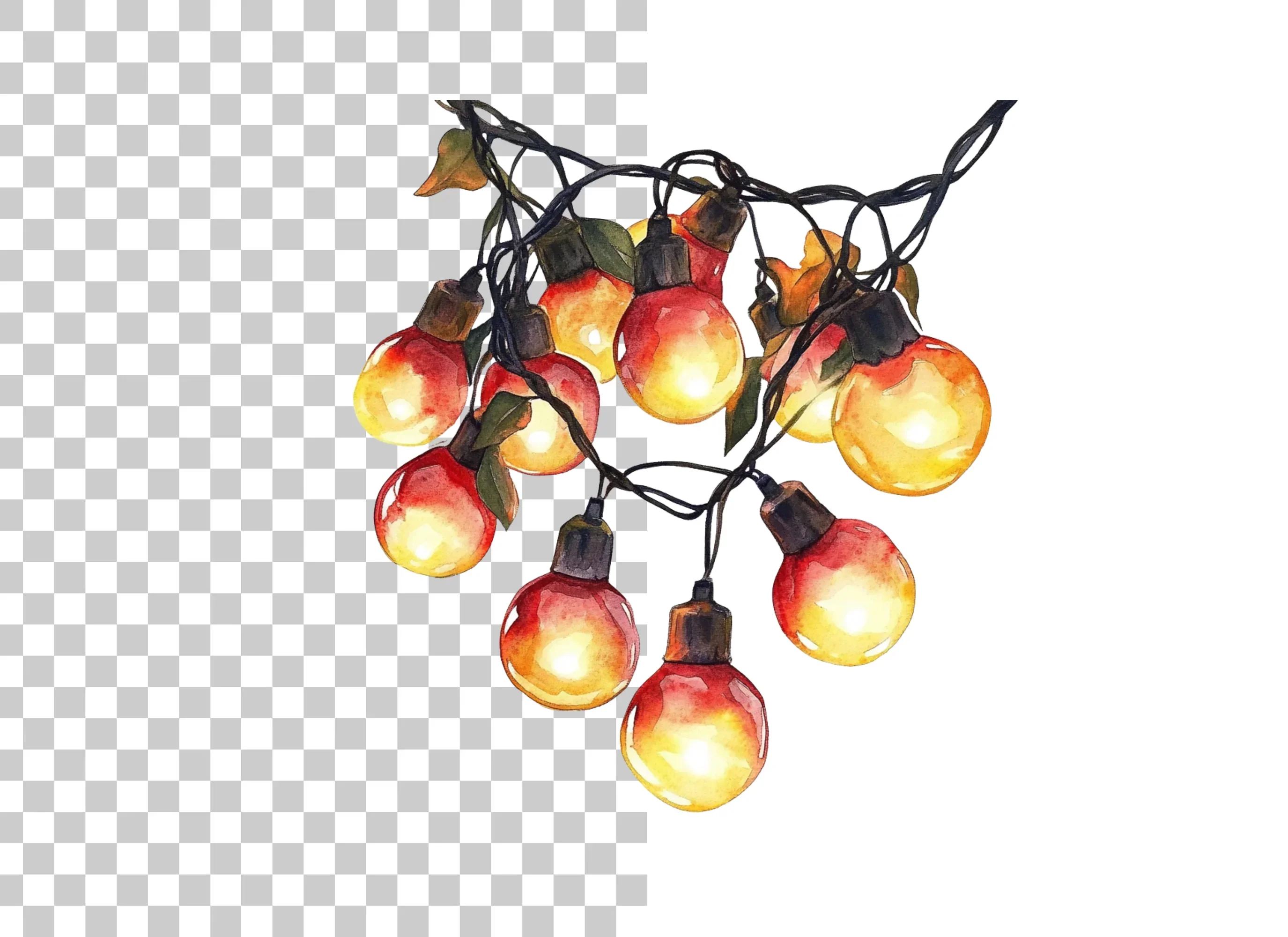 Warm Glow String Lights Clipart Bundle - Image 6