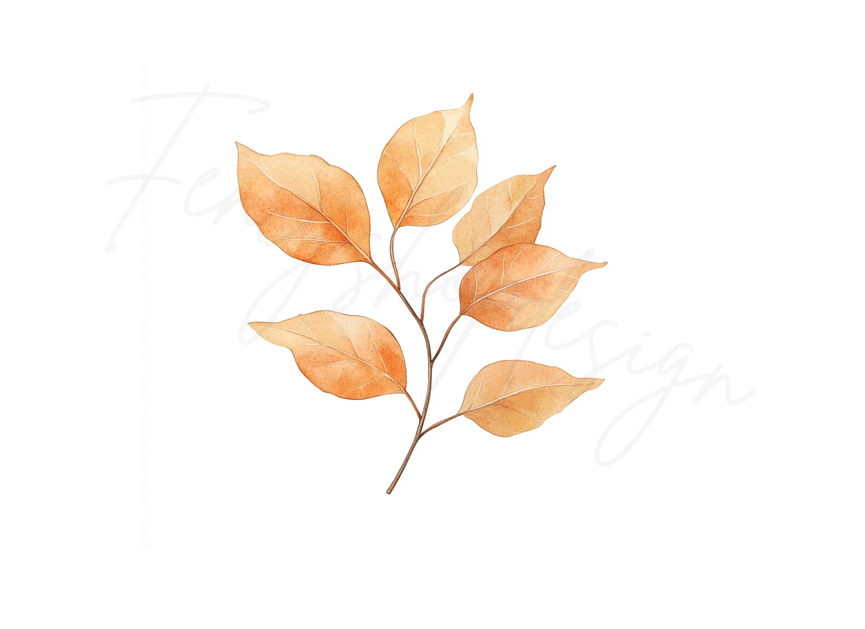 Warm Toned Autumn Leaf Branches Clipart Bundle - Image 2