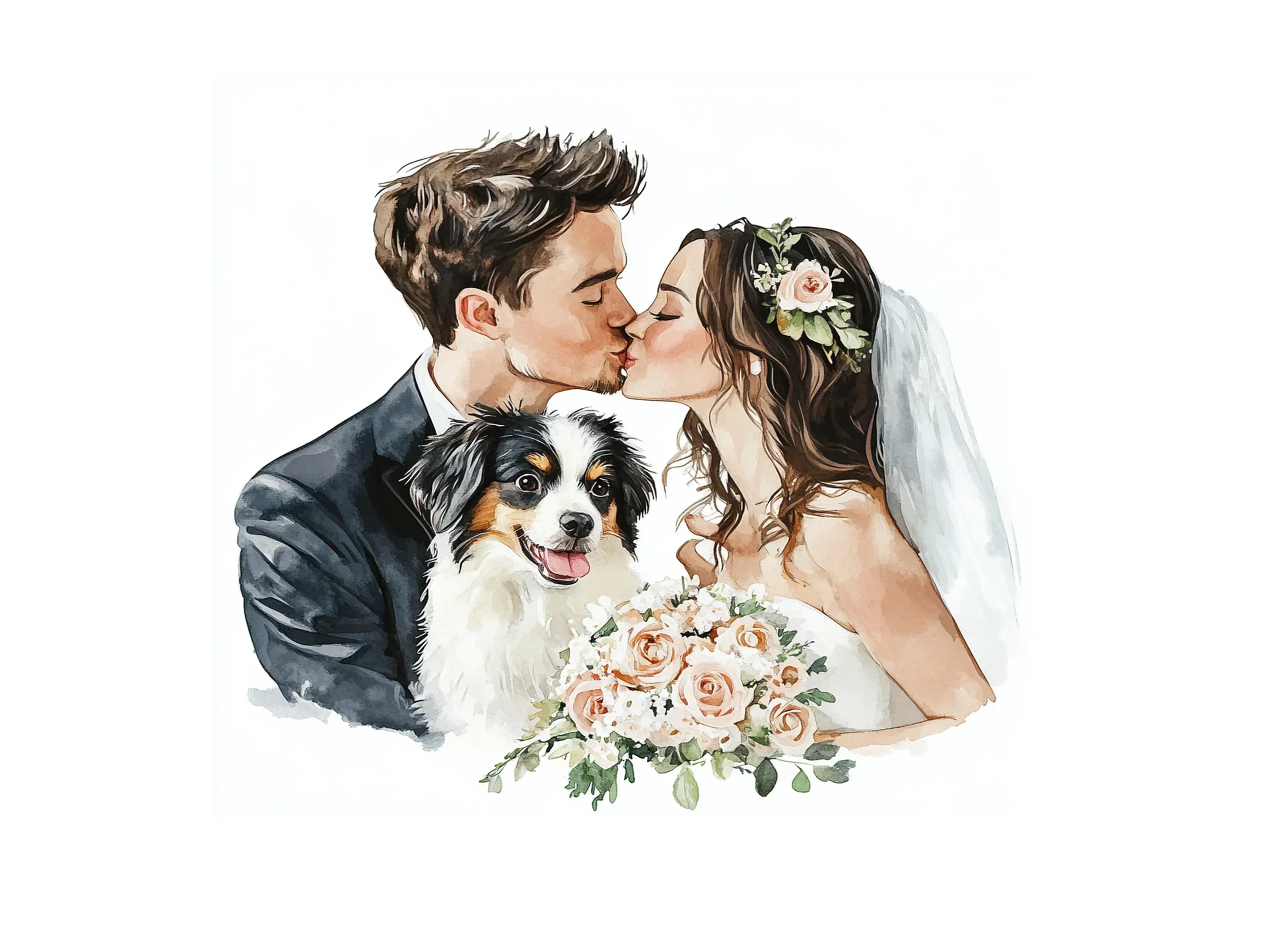 Wedding Couple with Dog Clipart Bundle - Image 2