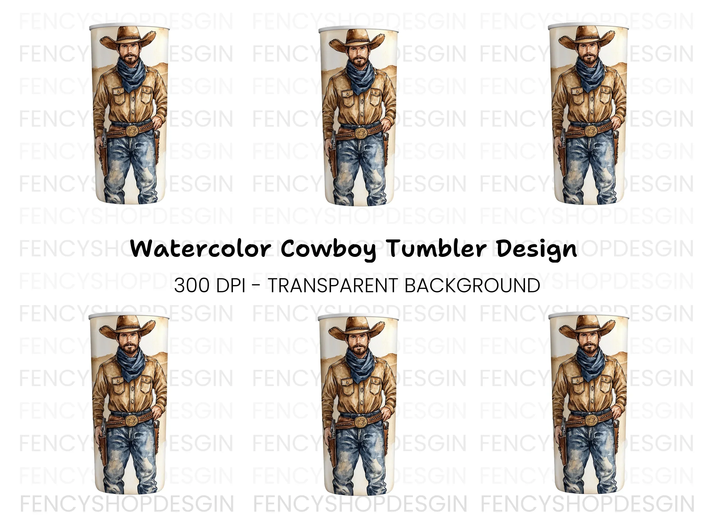 Western Cowboy Tumbler Clipart Bundle