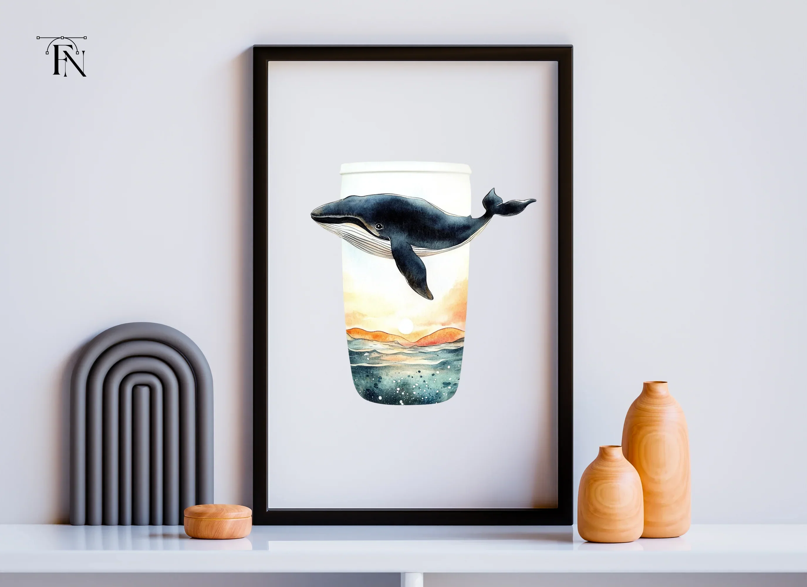 Whale Sunset Tumbler Clipart Bundle - Image 6