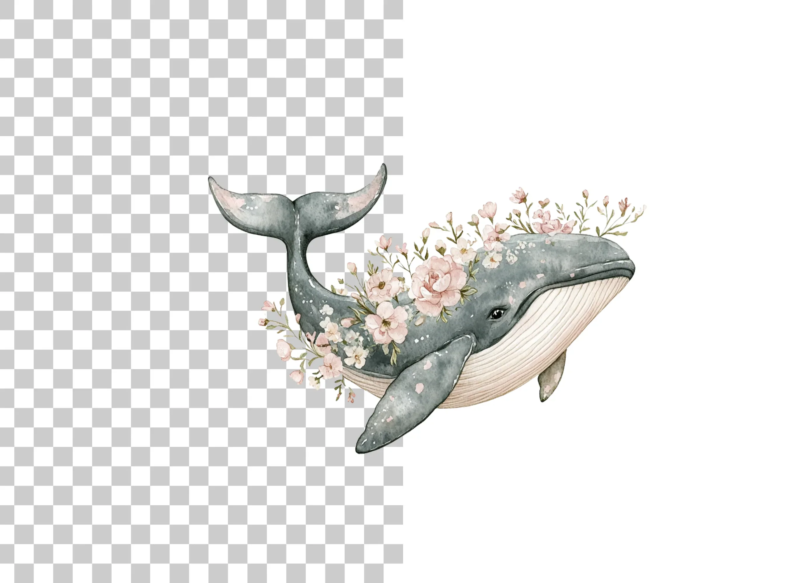 Whale with Flowers Clipart Bundle - Image 2