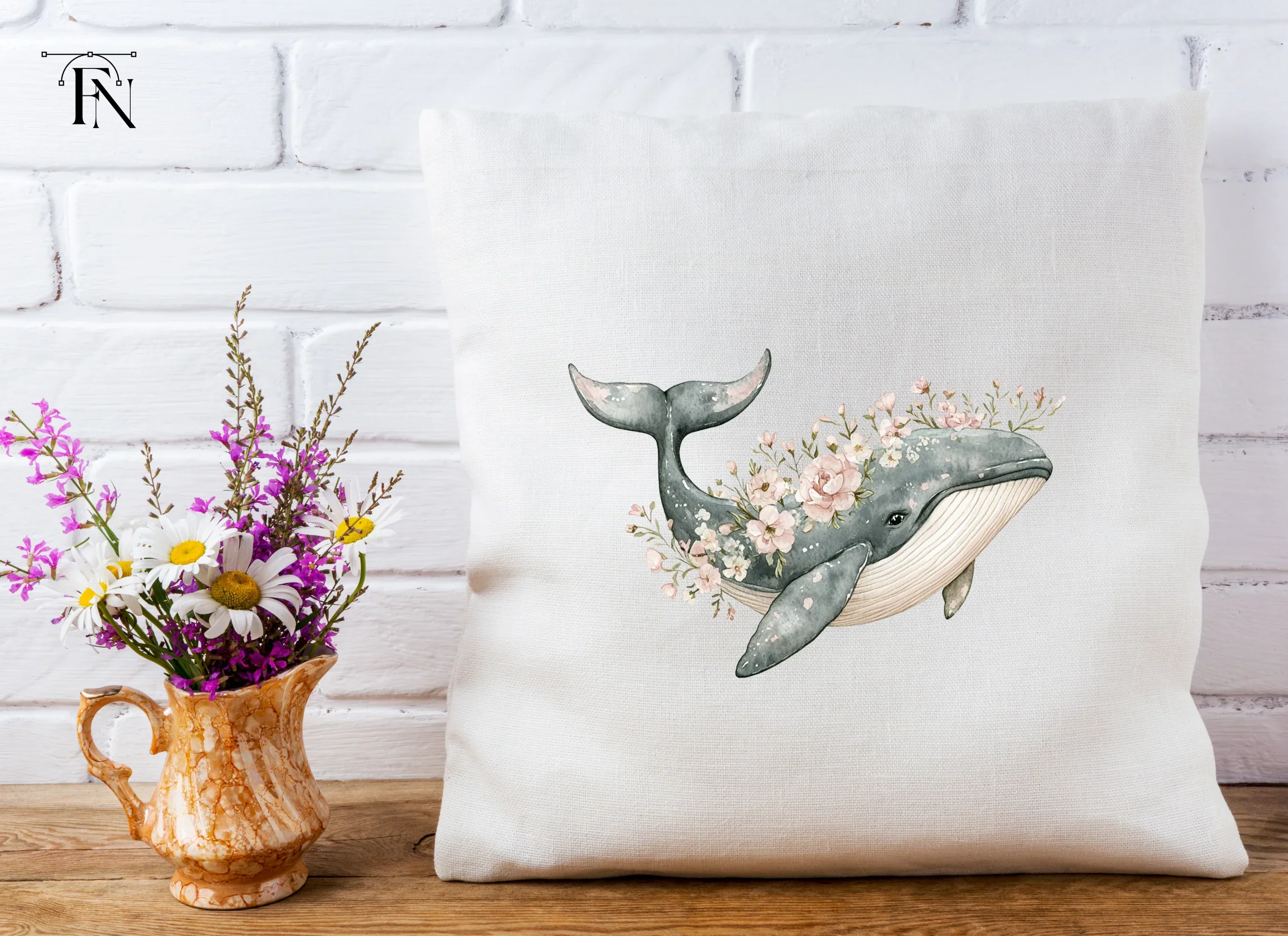 Whale with Flowers Clipart Bundle - Image 5
