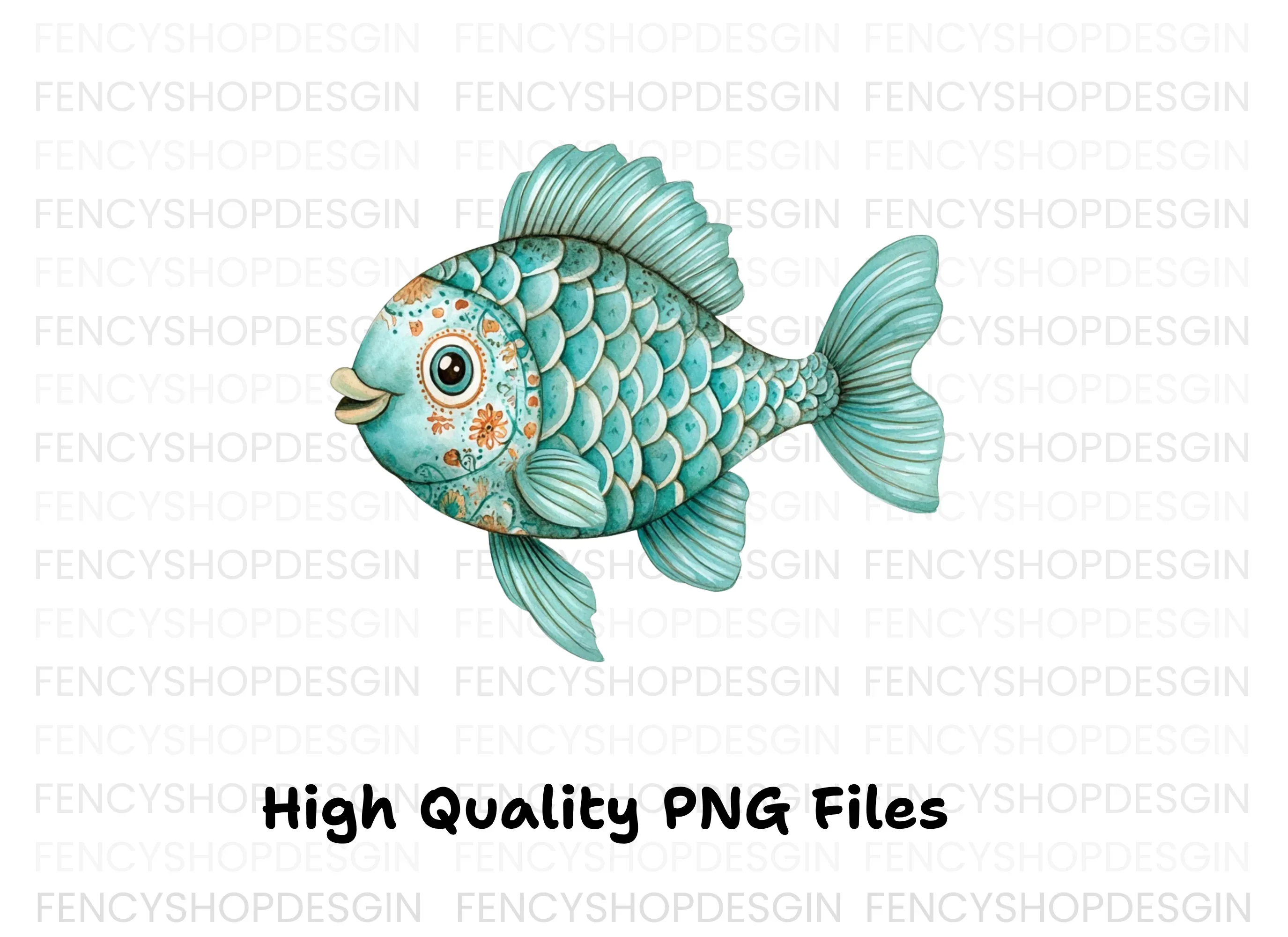 Whimsical Blue Fish Clipart Bundle - Image 3
