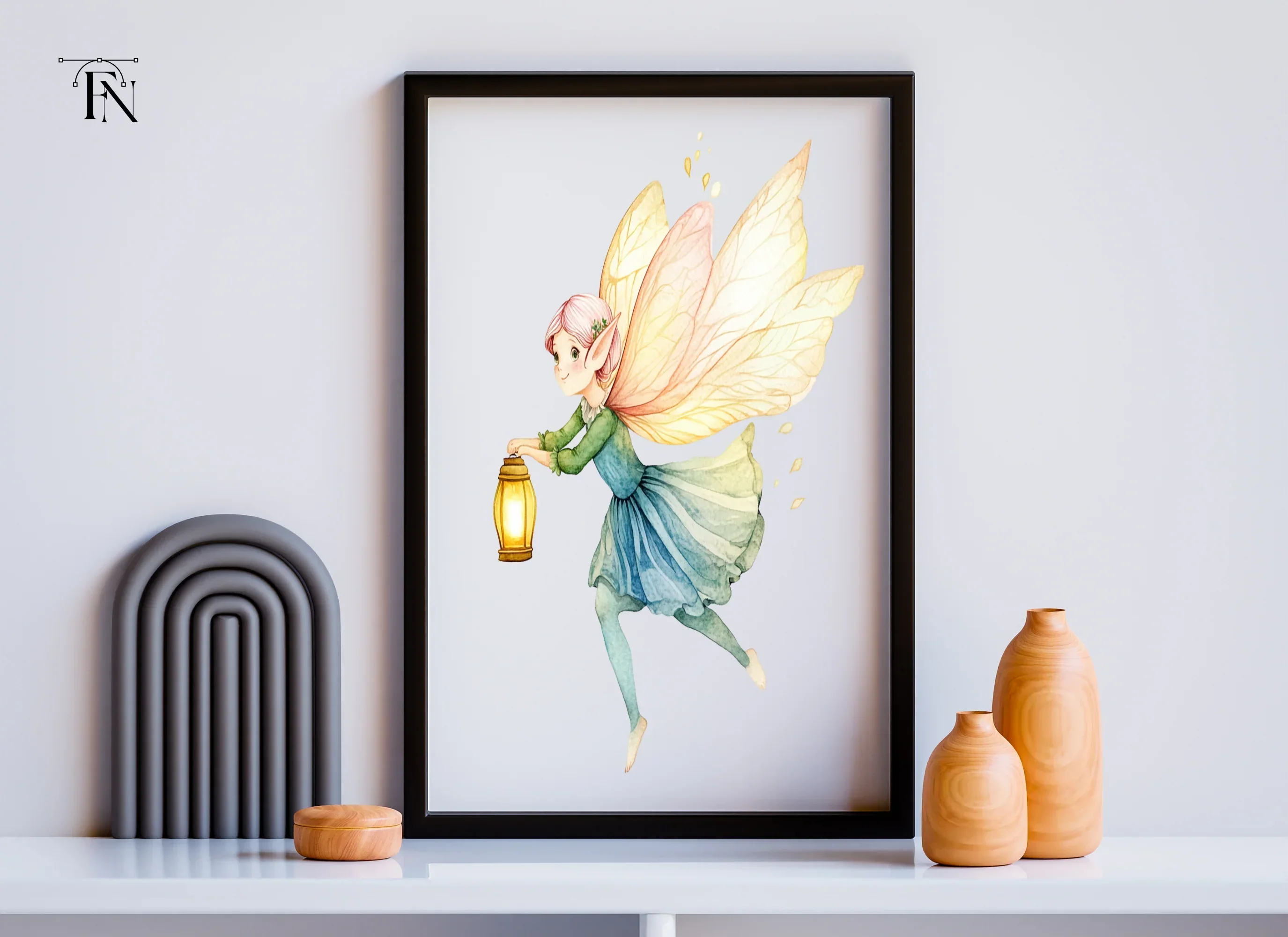Whimsical Fairies with Lanterns Clipart Bundle - Image 6