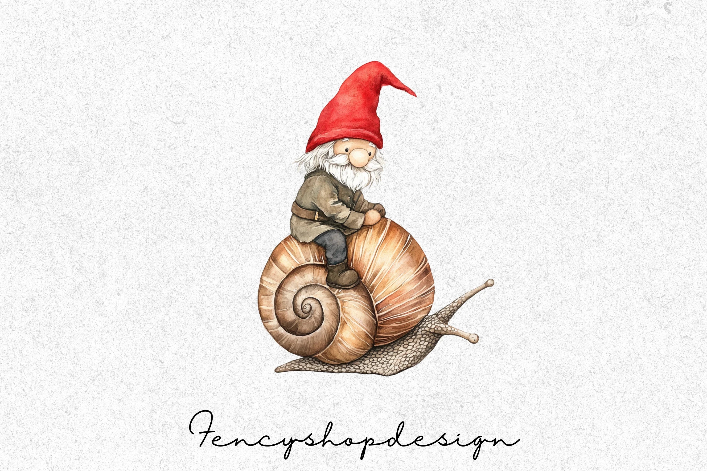 Whimsical Gnomes and Snails Clipart Bundle - Image 3
