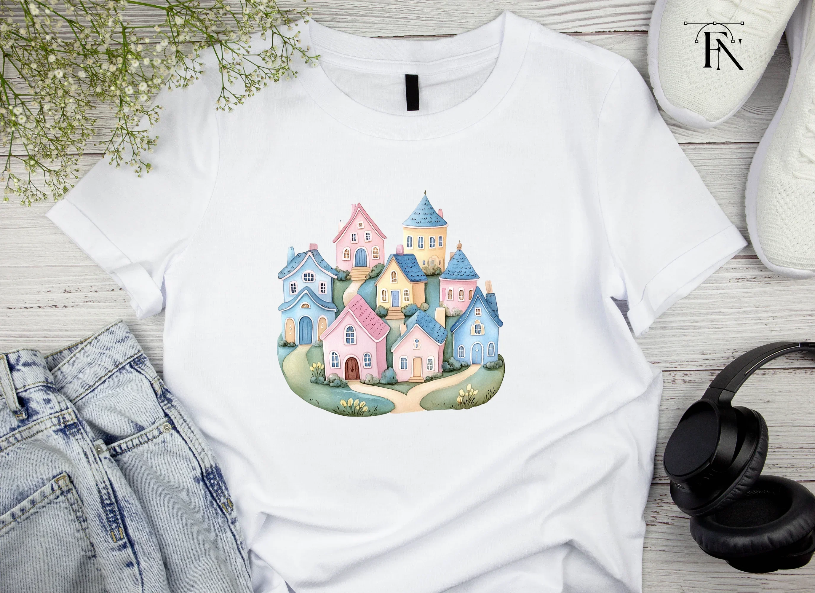 Whimsical Hillside Village Clipart Bundle - Image 4
