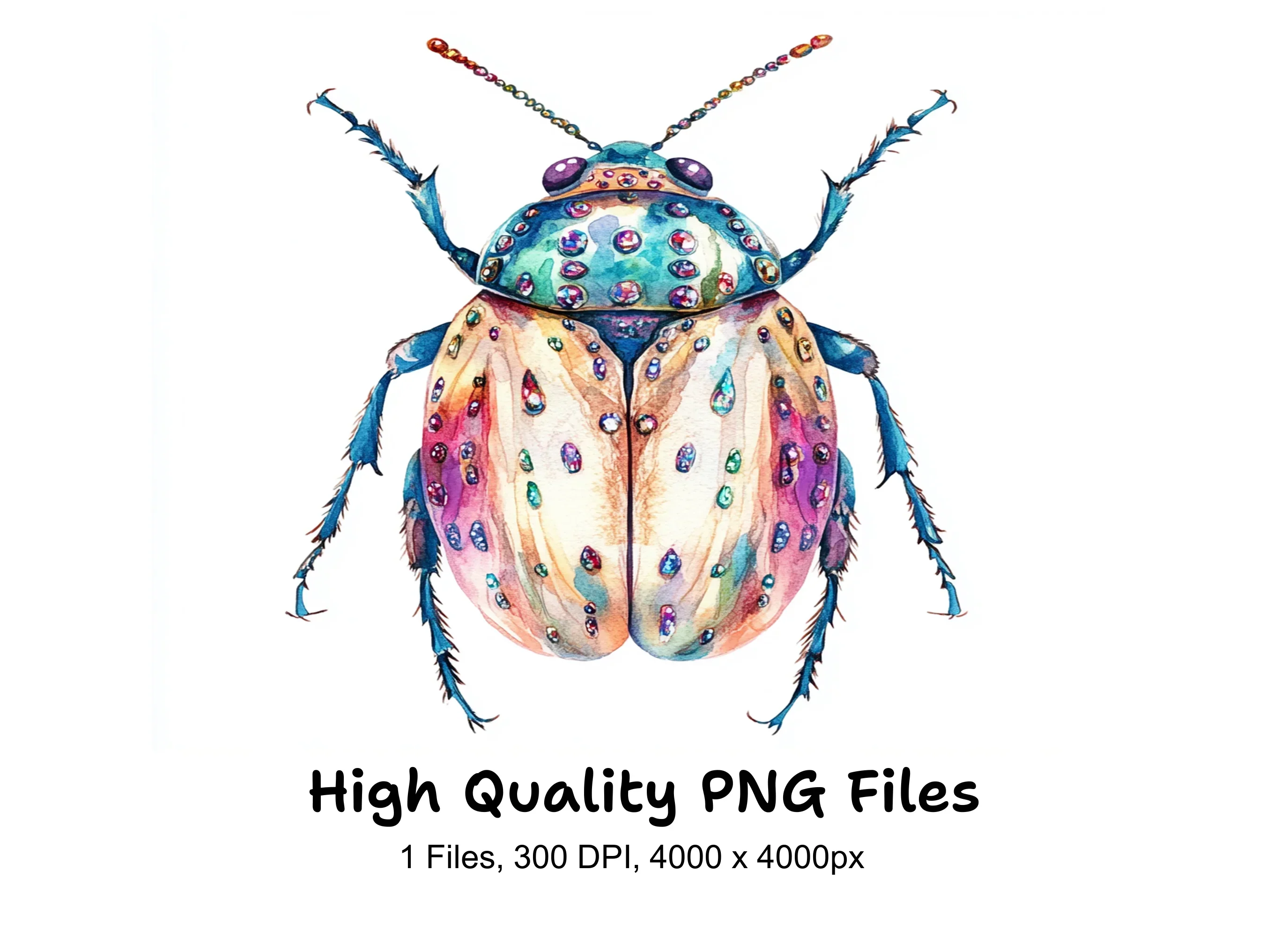 Whimsical Jewel Beetle Clipart Bundle