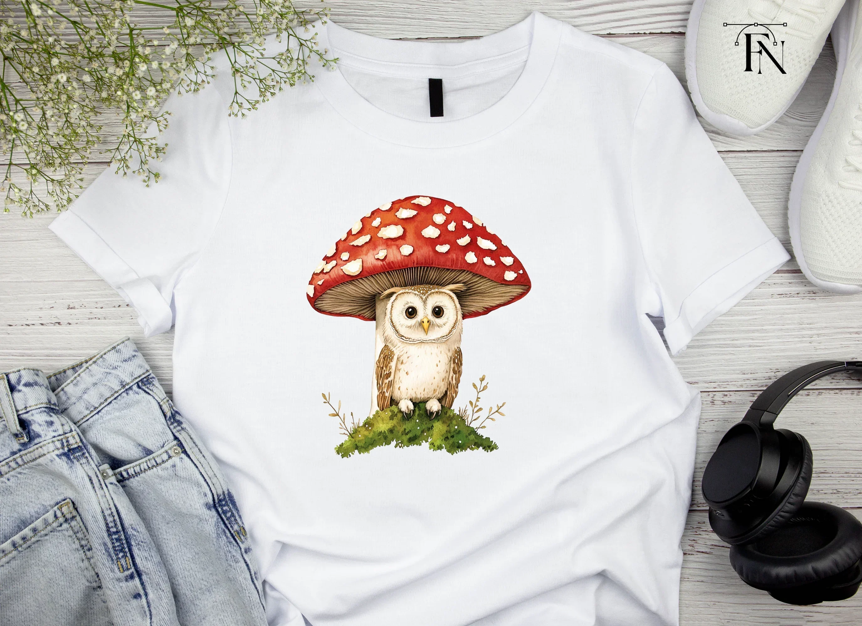 Whimsical Owls on Mushroom Clipart Bundle - Image 5