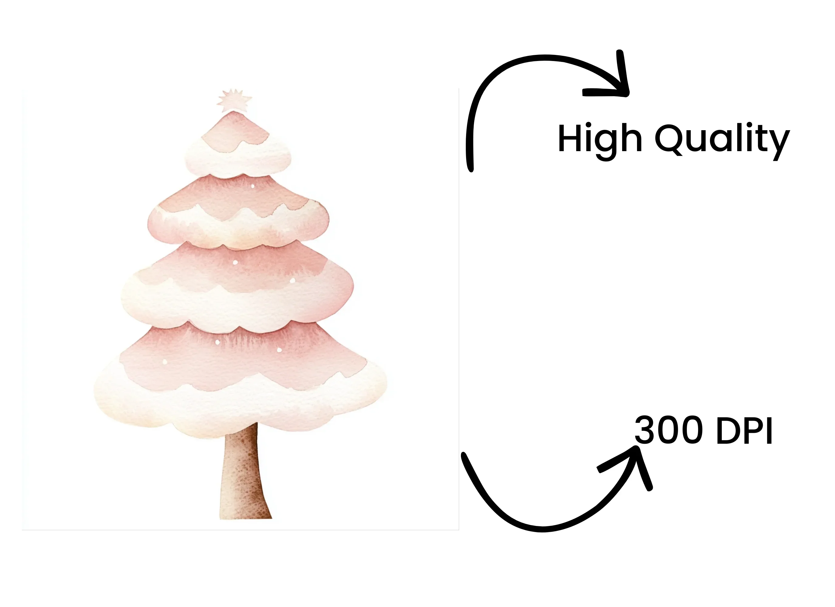 Whimsical Pink Christmas Tree Clipart Bundle - Image 4