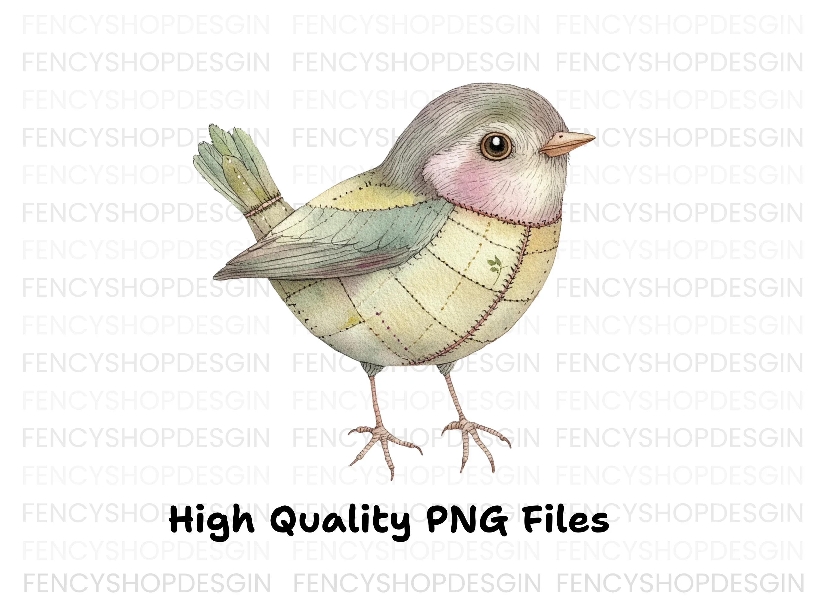 Whimsical Quilted Birds Clipart Bundle - Image 2