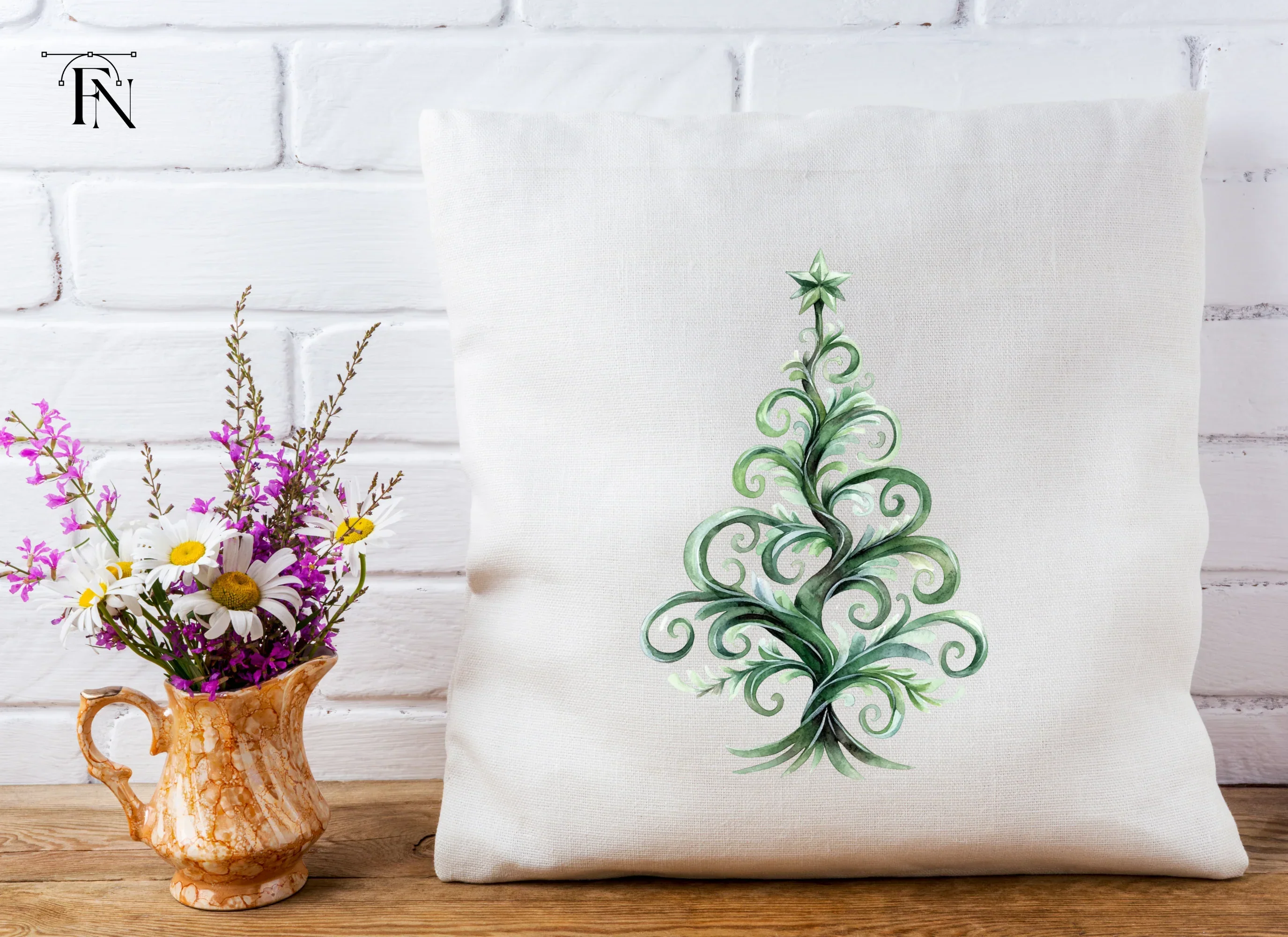 Whimsical Swirl Christmas Tree Clipart Bundle - Image 3