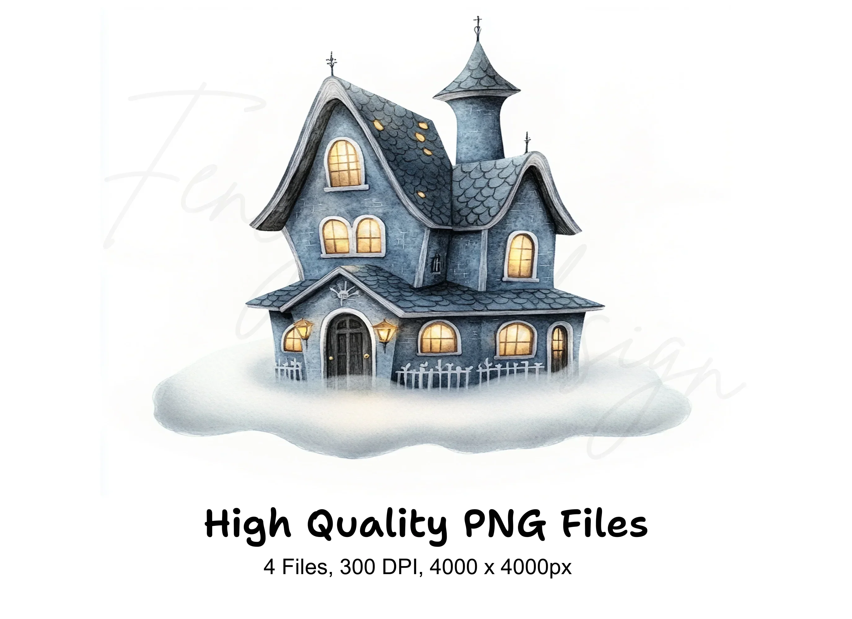 Whimsical Winter House Clipart Bundle