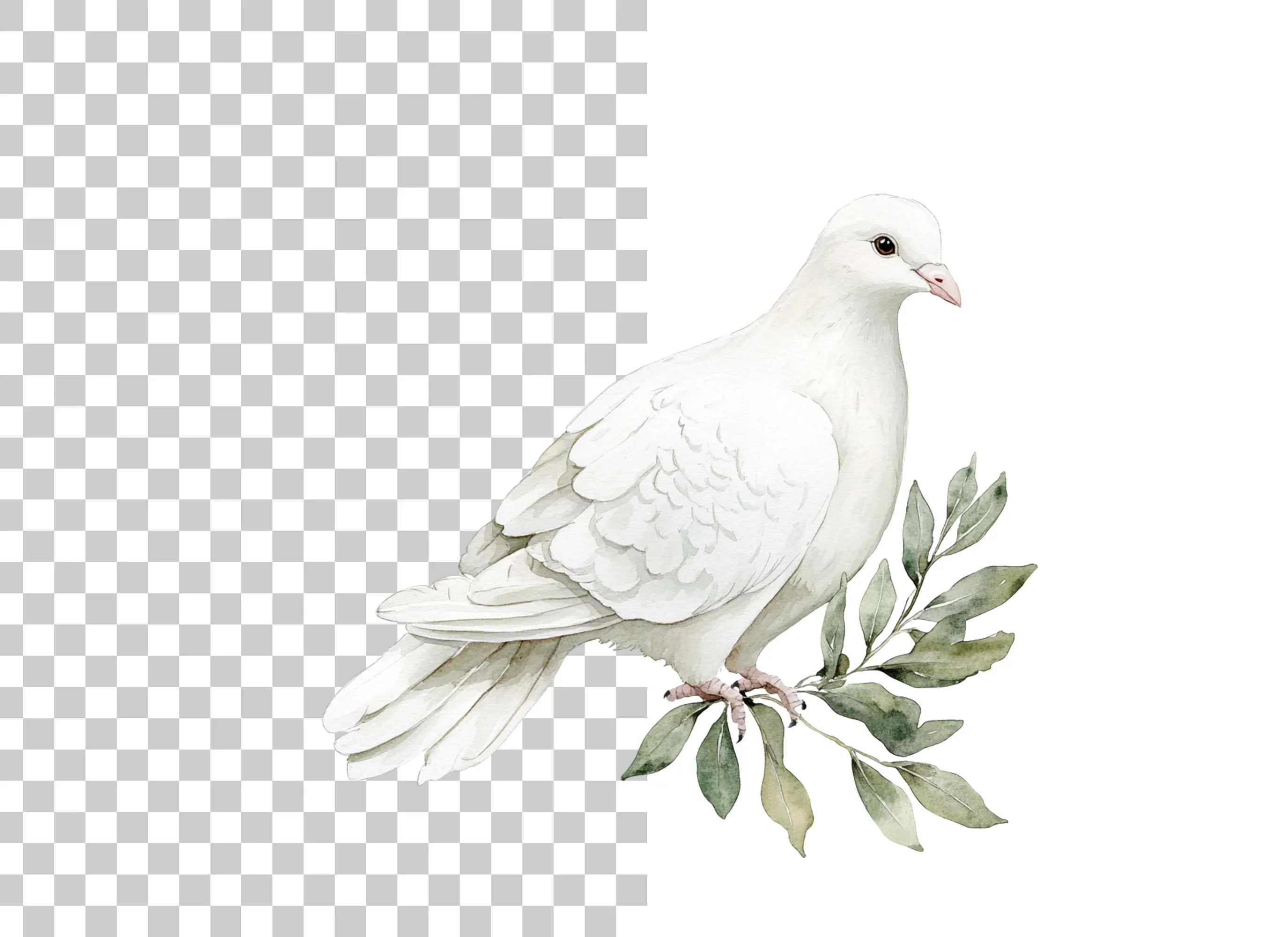 White Dove with Olive Branch Clipart Bundle - Image 2