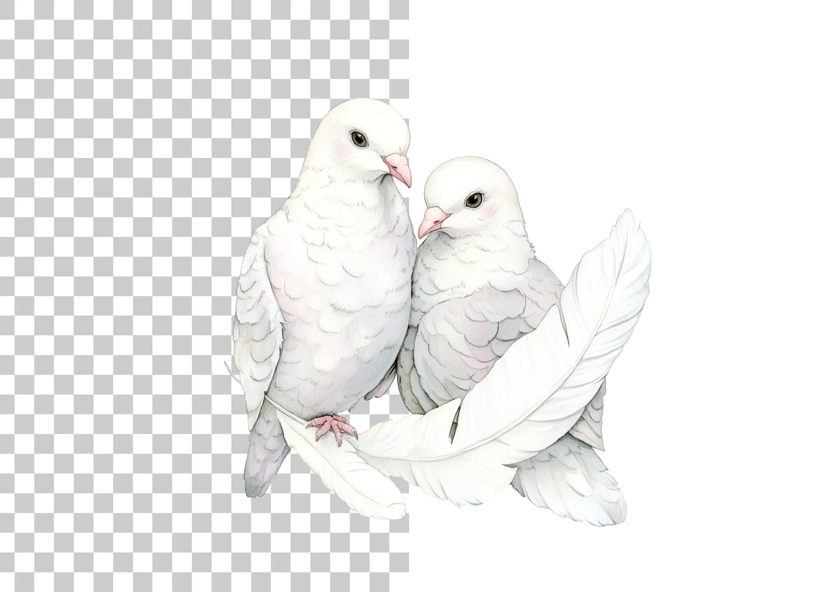 White Doves Feathers Clipart Bundle - Image 2