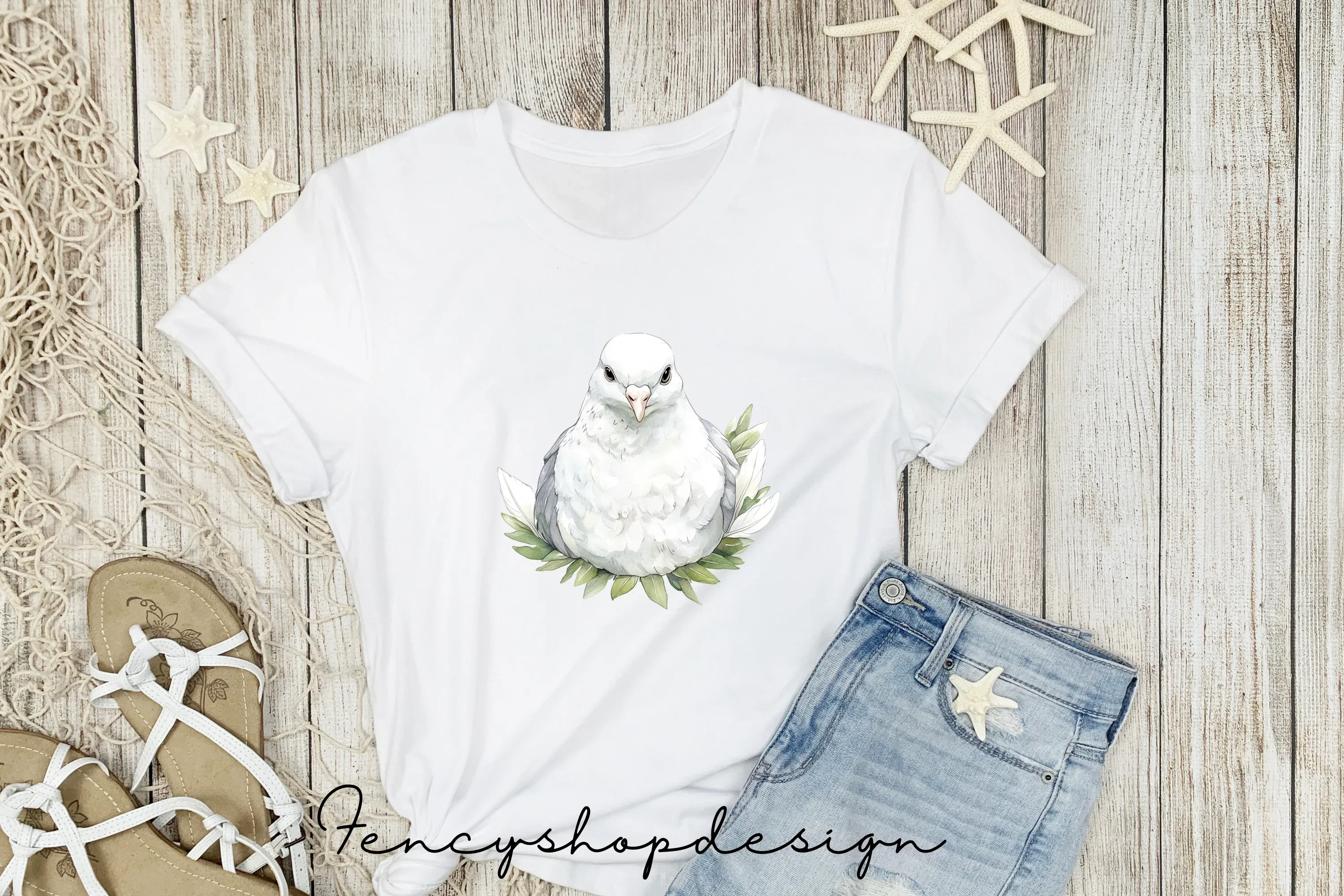 White Doves Olive Branch Clipart Bundle - Image 3