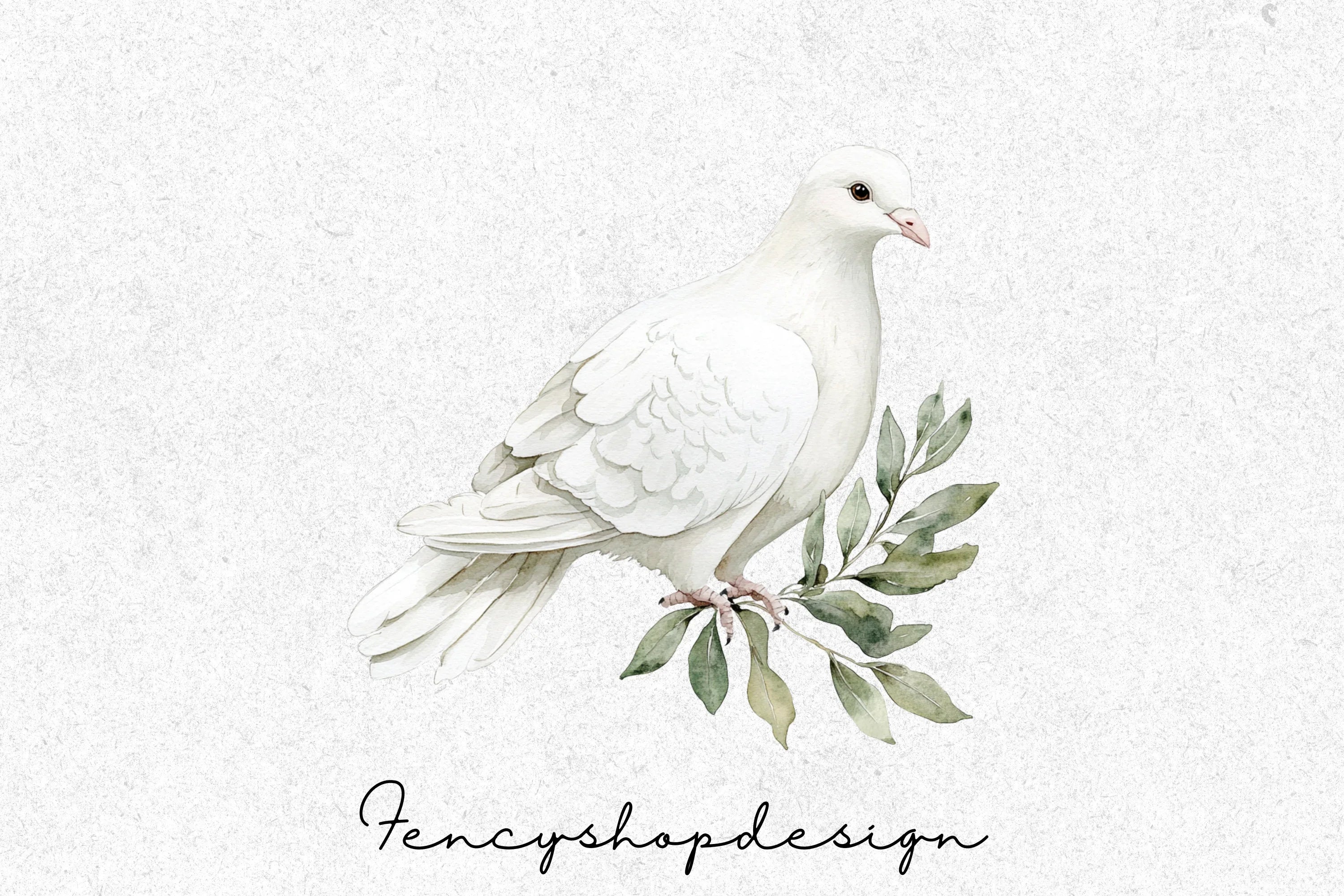 White Doves Olive Branch Clipart Bundle - Image 7
