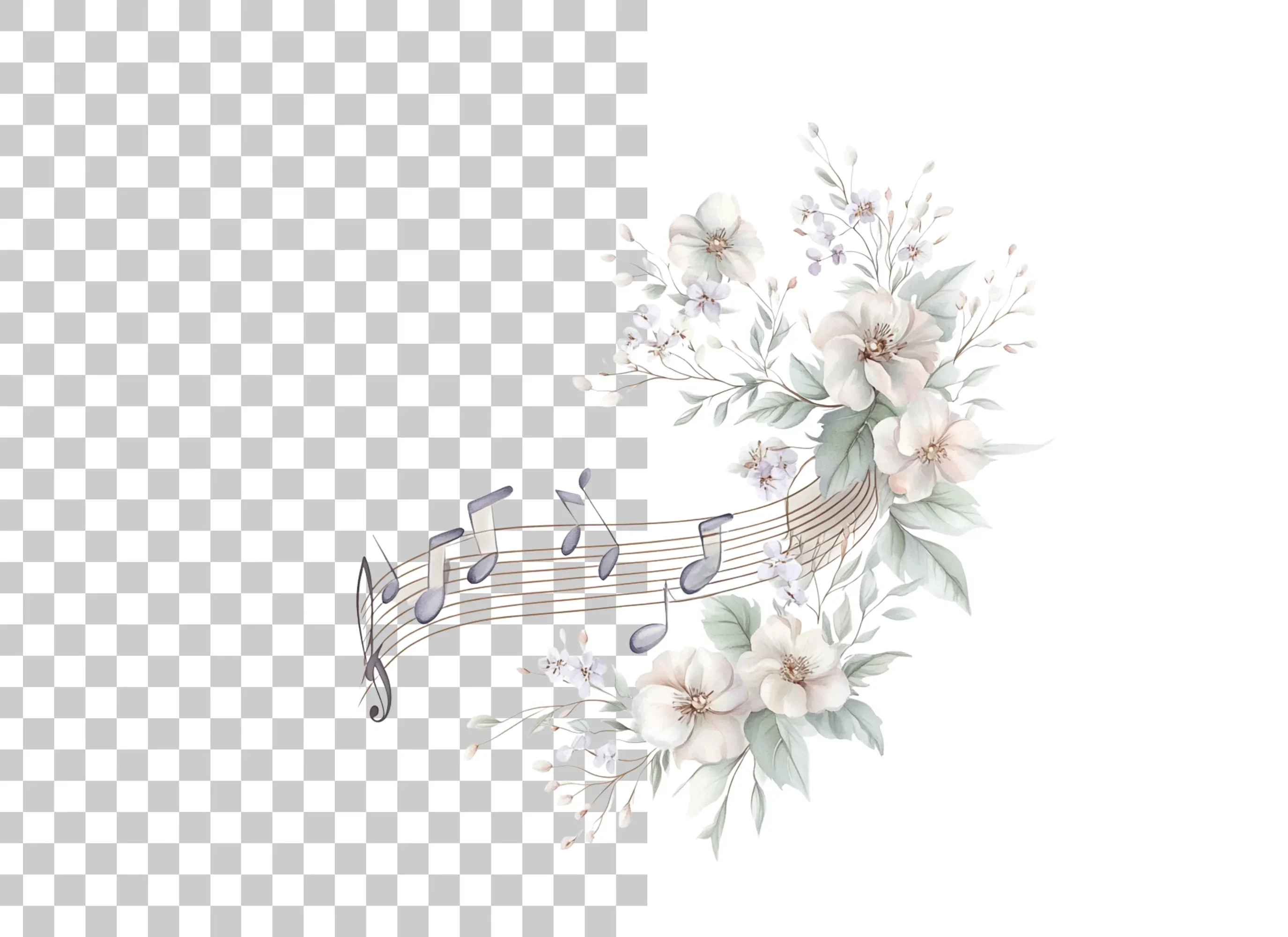 White Floral Music Clipart Bundle - Image 6