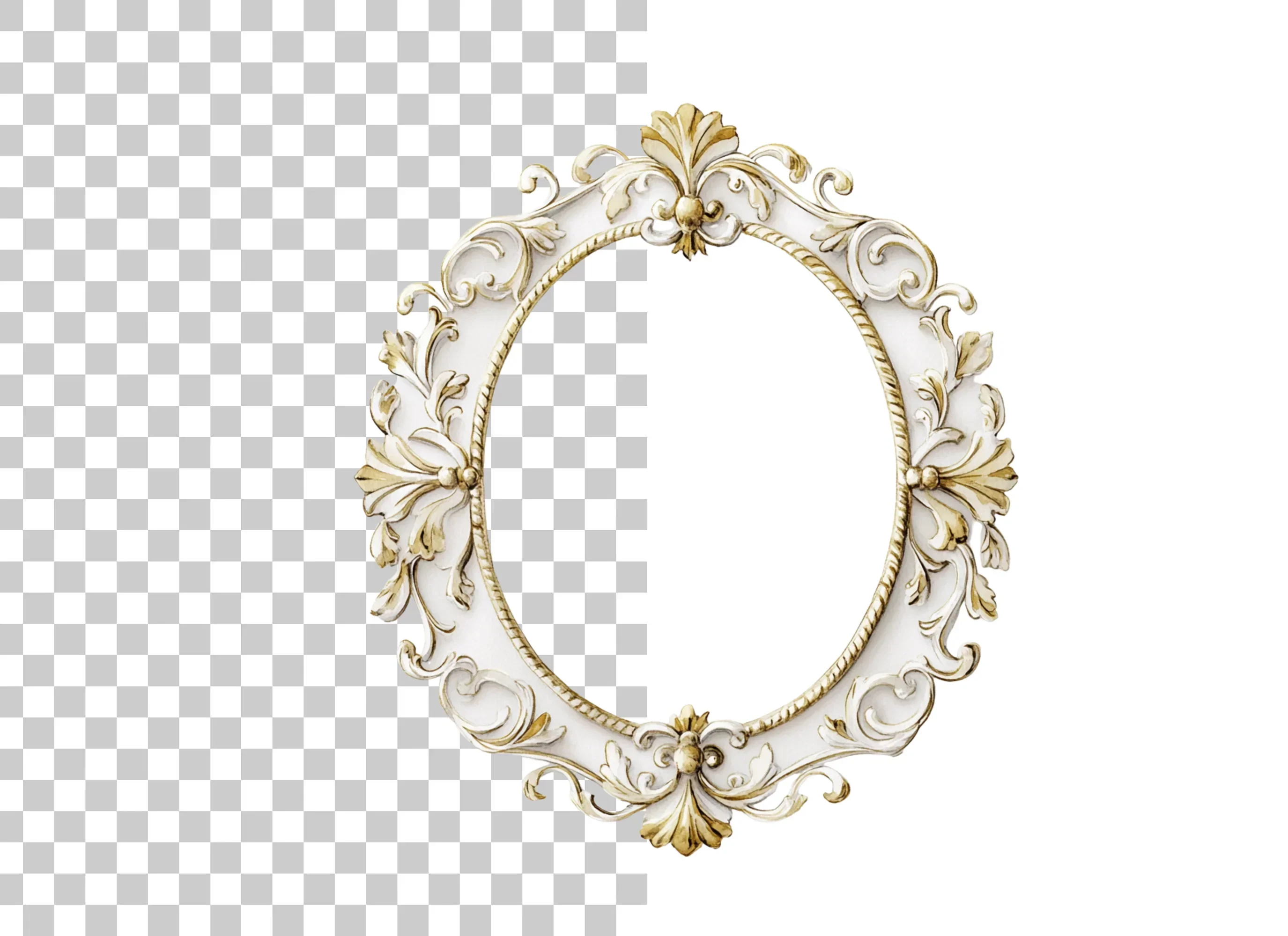White Gold Ornate Oval Frame Clipart Bundle - Image 2