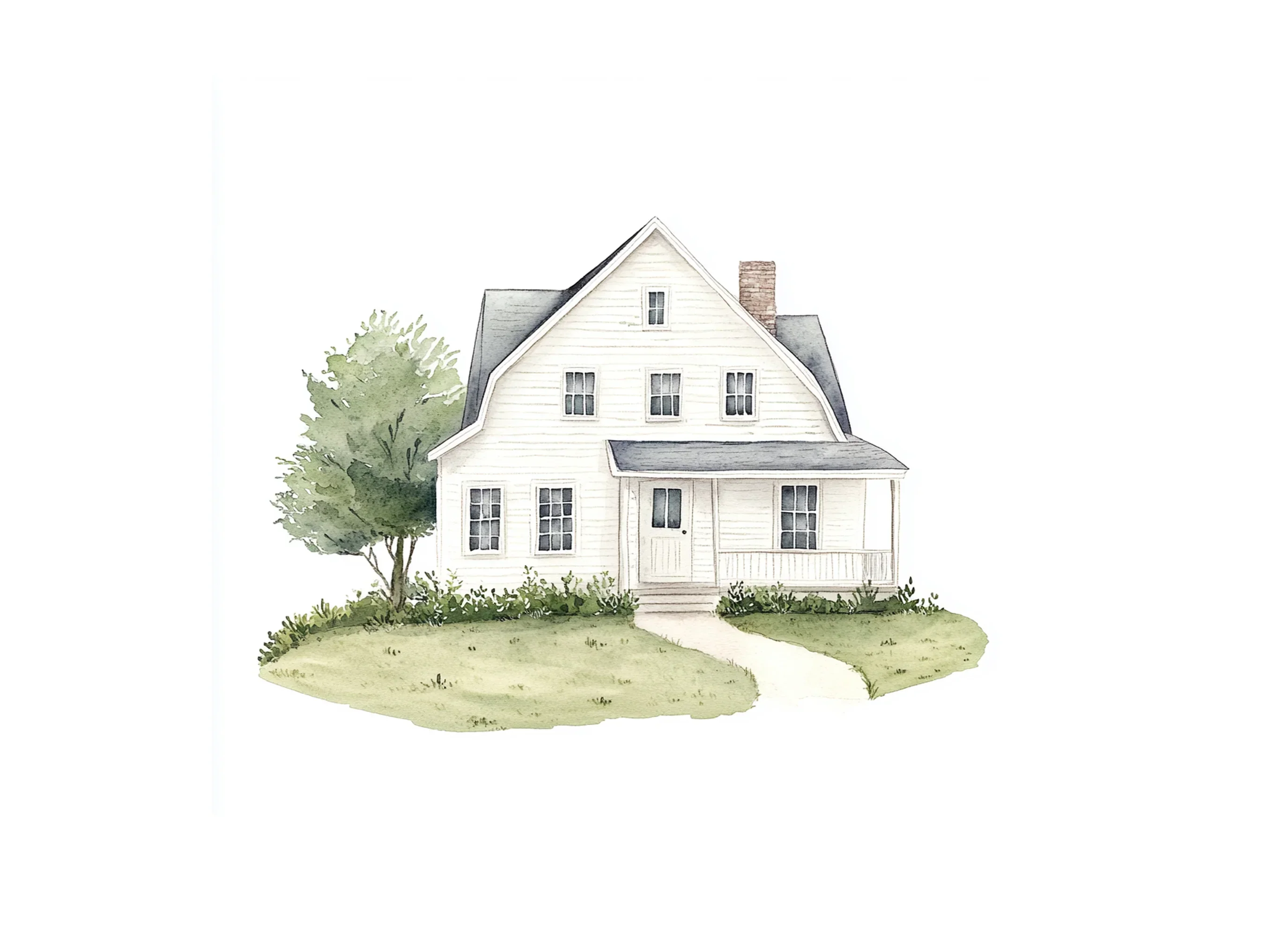 White House with Trees Clipart Bundle - Image 2